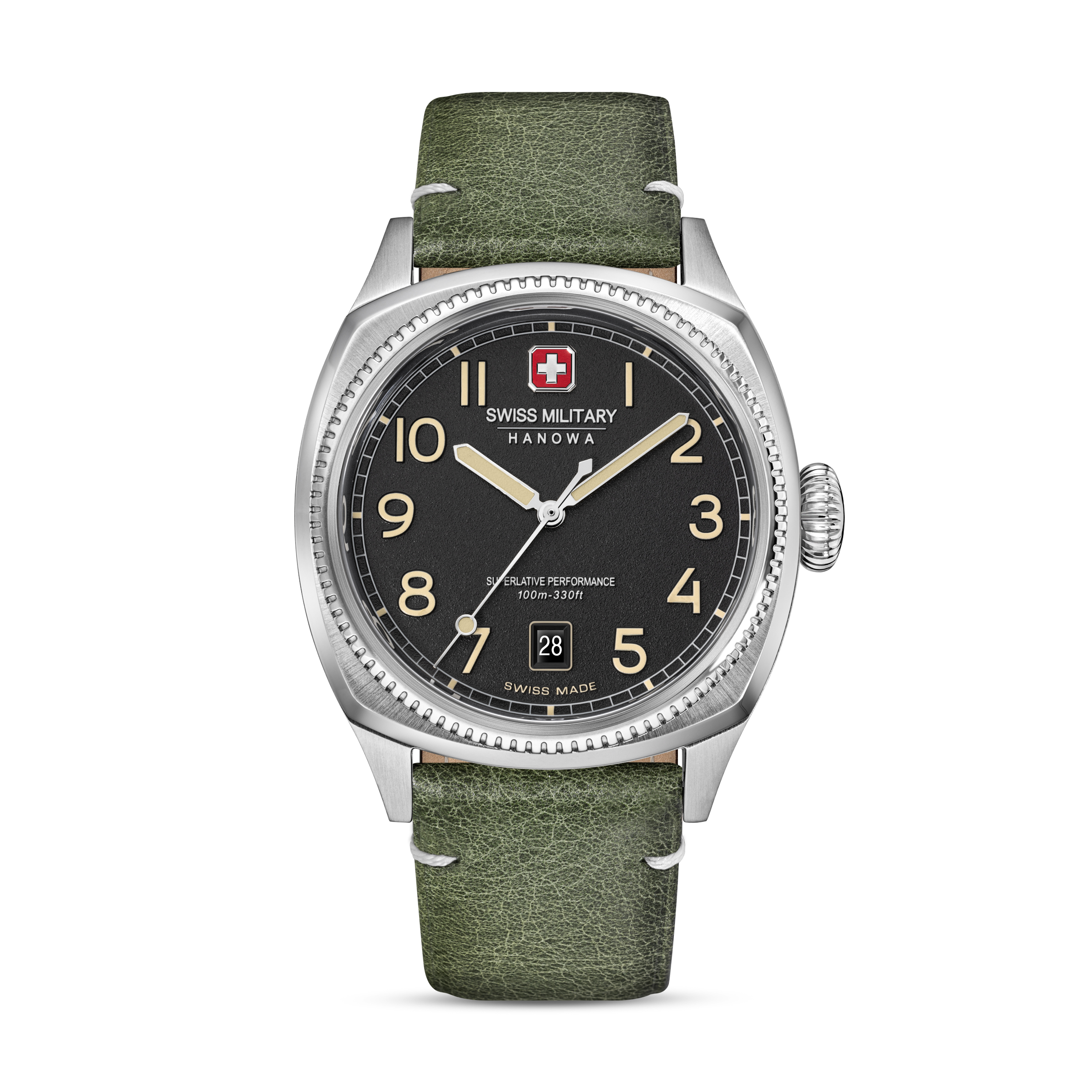 Dit is een horloge van het merk Swiss Military Hanowa gemaakt voor heren.
De specificaties zijn als volgt:
Kastmaat: 41 MM
Waterdichtheid: 10 ATM / 100 Meter / 330 Feet
Dit horloge heeft de volgende functies/eigenschappen:
Datumaanduiding