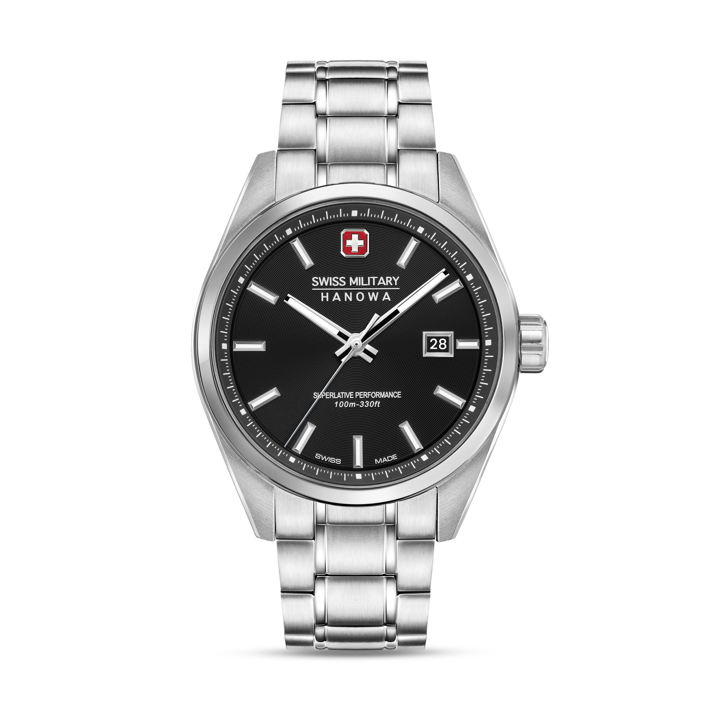 Dit is een horloge van het merk Swiss Military Hanowa gemaakt voor heren.
De specificaties zijn als volgt:
Kastmaat: 41 MM
Waterdichtheid: 10 ATM / 100 Meter / 330 Feet
Dit horloge heeft de volgende functies/eigenschappen:
Datumaanduiding
