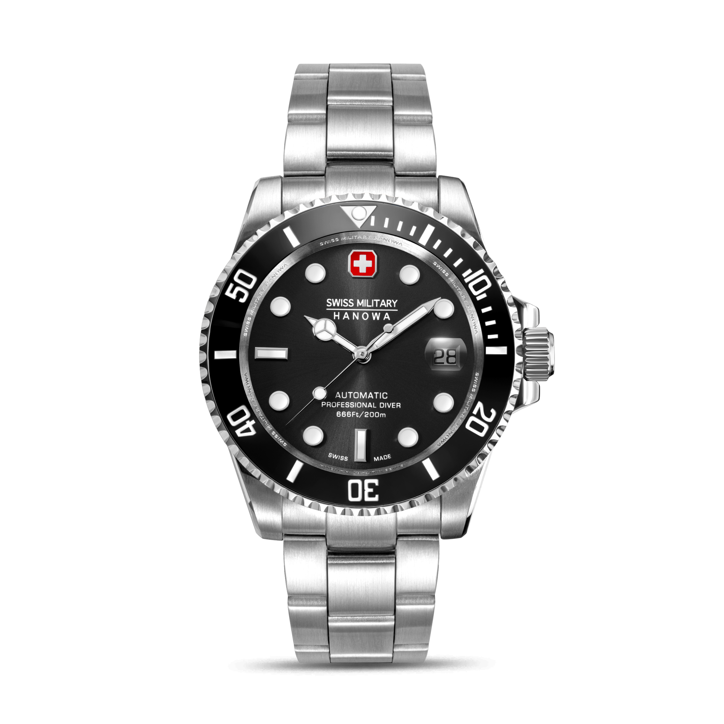 Dit is een horloge van het merk Swiss Military Hanowa gemaakt voor heren.
De specificaties zijn als volgt:
Kastmaat: 41 MM
Waterdichtheid: 20 ATM / 200 Meter / 660 Feet