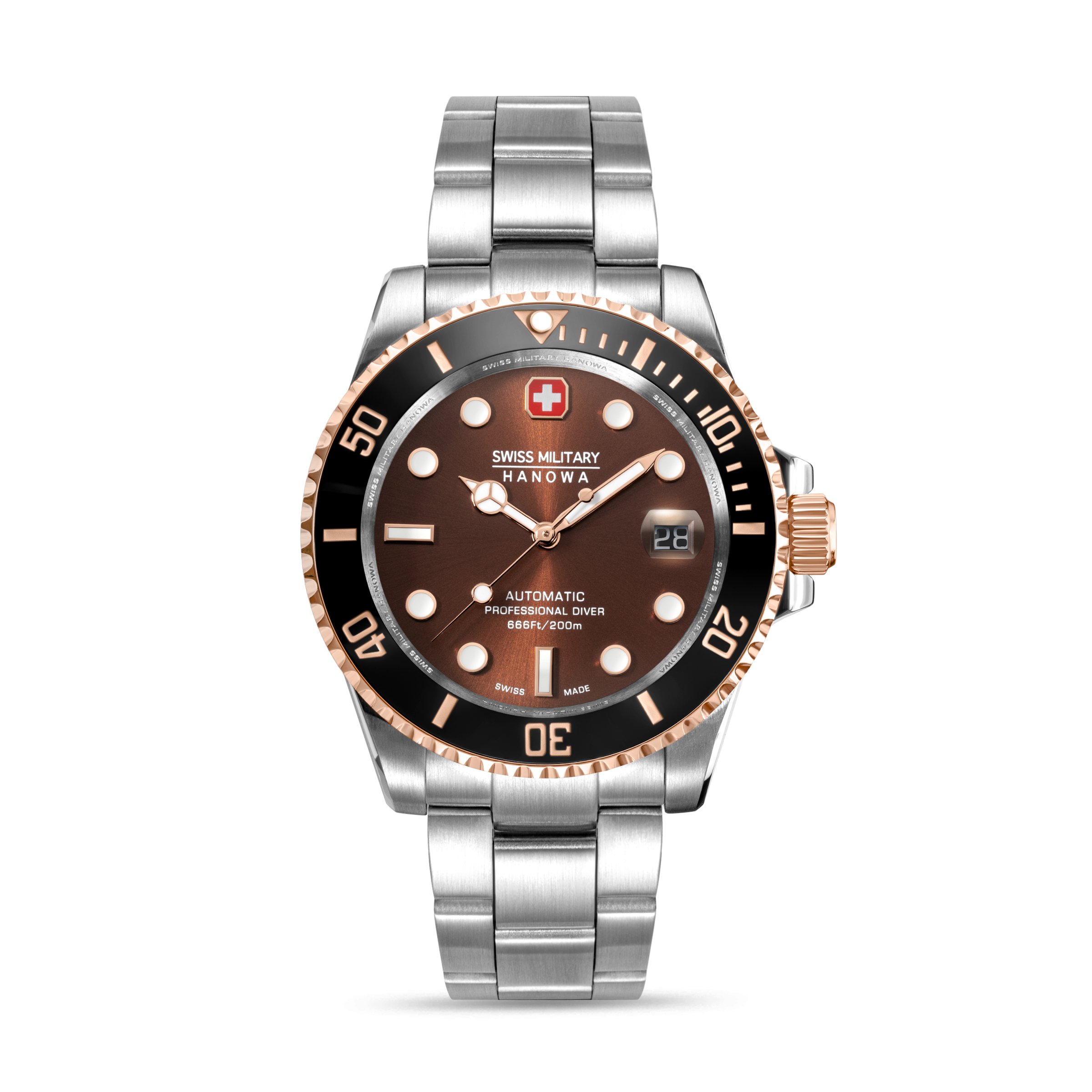 Dit is een horloge van het merk Swiss Military Hanowa gemaakt voor heren.
De specificaties zijn als volgt:
Kastmaat: 41 MM
Waterdichtheid: 20 ATM / 200 Meter / 660 Feet