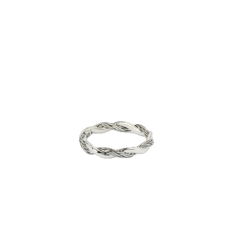 De Buddha to Buddha 346 Katja Twist Stacking Ring is een verfijnde zilverkleurige ring, gemaakt van hoogwaardig zilver. Dit sieraad is perfect voor elke gelegenheid en kan prachtig worden gestapeld met andere ringen voor een dynamische look. Draag het als een statement piece of combineer met andere sieraden voor een elegante, gelaagde stijl.