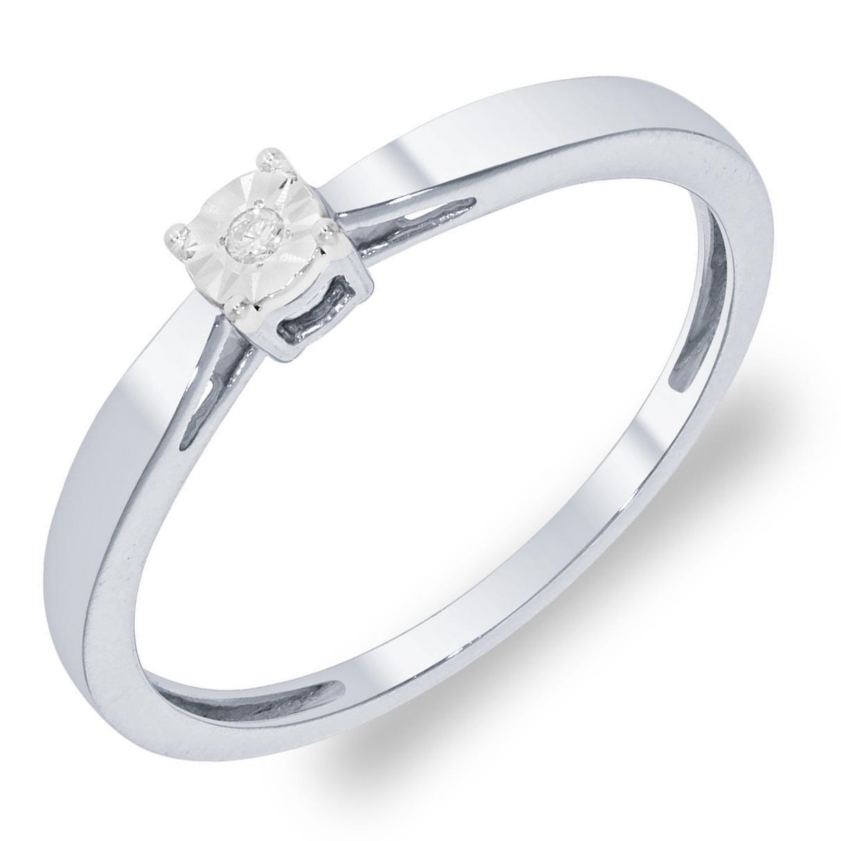 Gouden Witgouden Solitair Ring met 0.01ct
