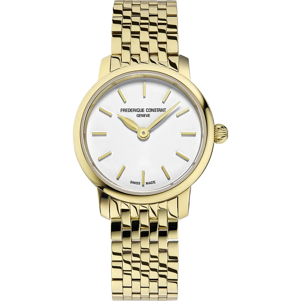 De Frédérique Constant FC-200S5B Classic Slimline is een elegante dameshorloge met een slank ontwerp. Het is een polshorloge dat stijl en verfijning uitstraalt. Draag het tijdens formele gelegenheden of dagelijks voor een subtiele, verfijnde look. Voeg een vleugje tijdloze elegantie toe aan elke outfit met deze klassieker.