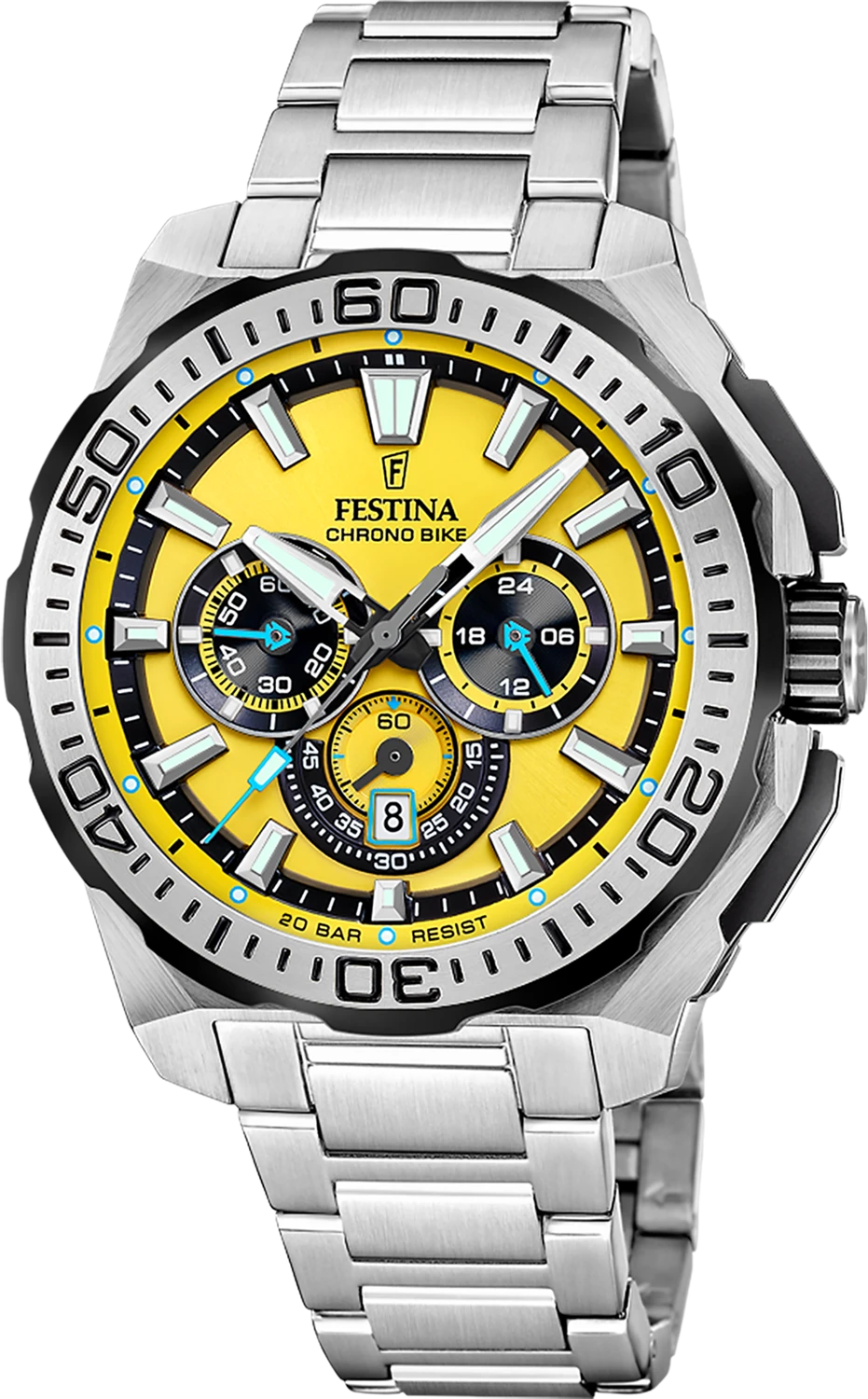 Dit horloge model F20724/4 heeft een roestvrijstalen kast, zilverkleurige polsband, en datumfunctie. Met een grootte van 46 is het een opvallende keuze. Draag dit polshorloge elegant bij zowel formele als casual outfits voor een stijlvolle look. Ideaal voor dagelijkse activiteiten of speciale gelegenheden, dankzij de veelzijdige uitstraling en functie.