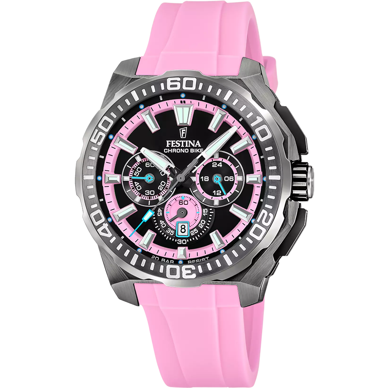 Ontdek de stijlvolle F20725/2 horloge. Dit polshorloge heeft een roze band en een roestvrijstalen kast. Met een diameter van 46 mm is het de perfecte aanvulling op elke outfit. De datumfunctie voegt extra functionaliteit toe. Draag dit veelzijdige horloge bij zowel casual als formele gelegenheden voor een modieuze uitstraling.