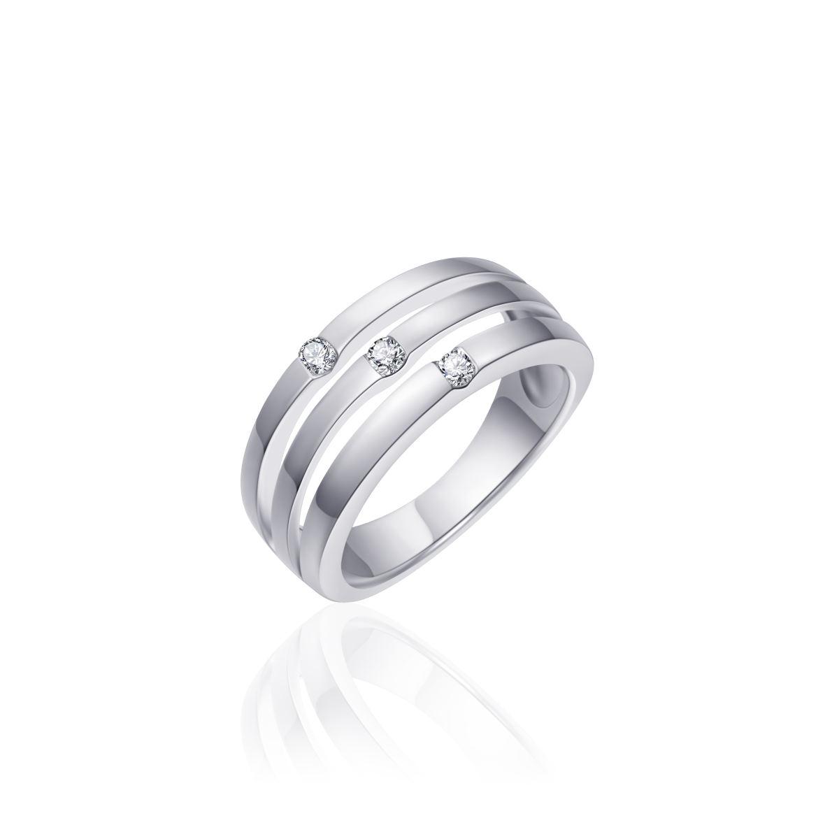 Gisser Jewels zilveren ring met 3 banen | zirkonia's | maat 56 | R051-56