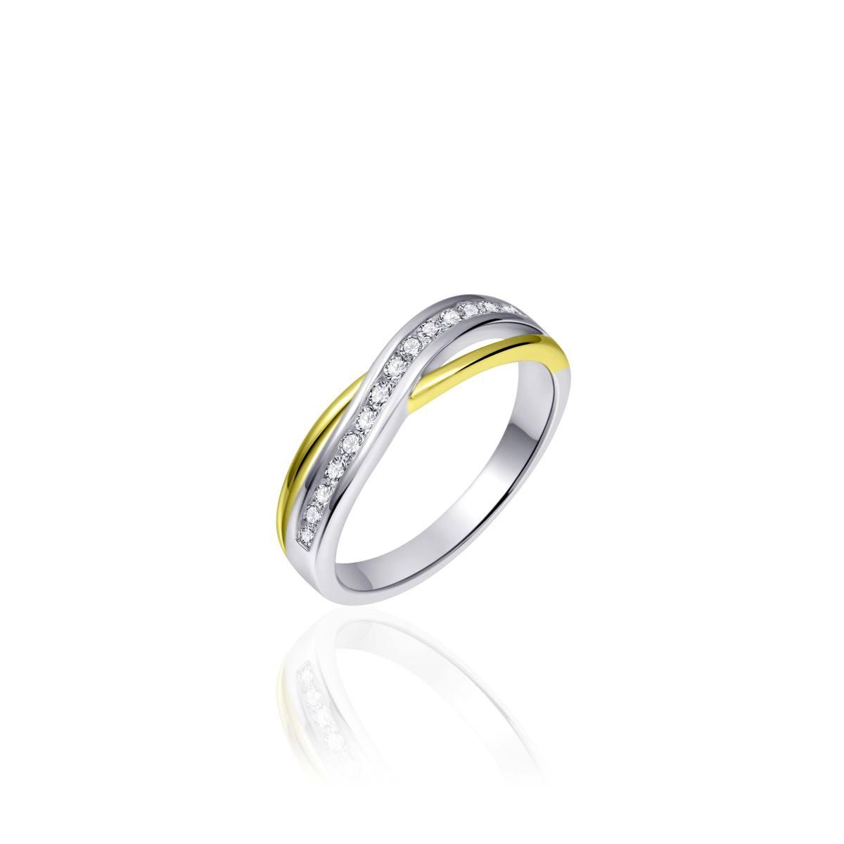 Gisser Jewels bicolor zilveren ring met zirkonia's | maat 54 | R101Y-54