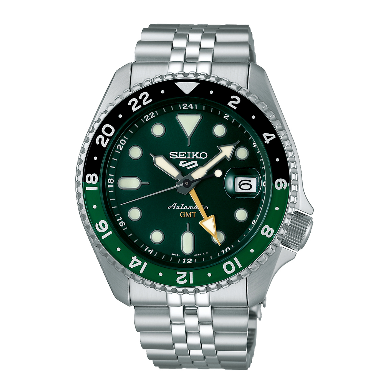 Dit is een herenhorloge van het merk Seiko. Het is een analoog horloge gemaakt van staal. De diameter van de kast is 42.5 mm en de kast is 13.6 mm dik.
De verdere specificaties van het horloge zijn als volgt:
Kastvorm: rond
Kastkleur: zilverkleurig
Kastmateriaal: staal
Bandbreedte: 22 mm
Bandlengte: 272.5 mm
Sluiting: vouwsluiting met drukker
Wijzerplaatkleur: groen
Glassoort: hardlex mineraal glas
Waterdichtheid: 10 ATM
Techniek: automaat