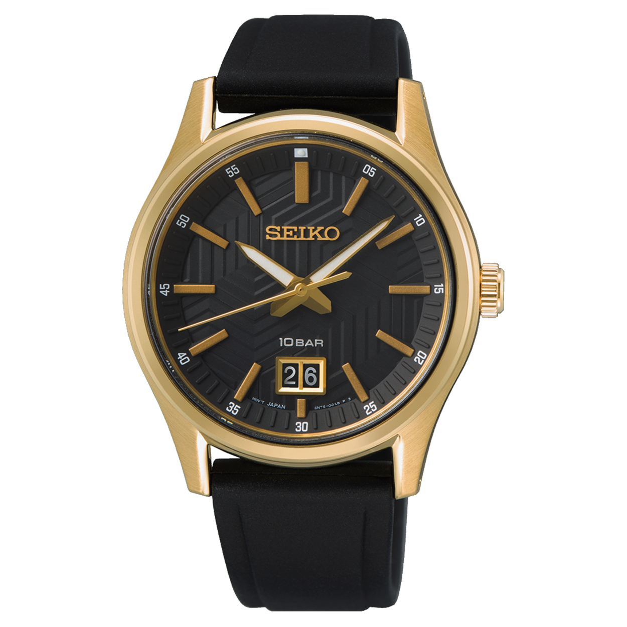 Dit is een herenhorloge van het merk Seiko. Het is een analoog horloge gemaakt van staal. De diameter van de kast is 39.5 mm en de kast is 9.78 mm dik.
De verdere specificaties van het horloge zijn als volgt:
Kastvorm: rond
Kastkleur: goudkleurig
Kastmateriaal: staal
Bandbreedte: 20 mm
Bandlengte: 269.5 mm
Sluiting: gesp
Wijzerplaatkleur: zwart
Glassoort: saffier glas
Waterdichtheid: 10 ATM
Techniek: quartz