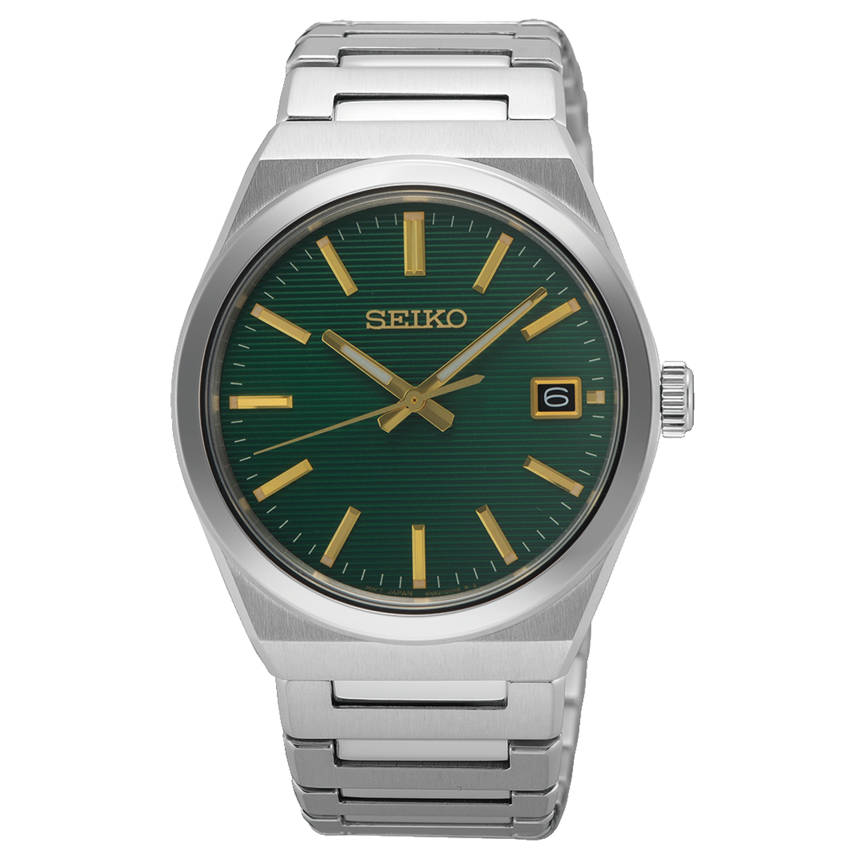 Dit is een herenhorloge van het merk Seiko. Het is een analoog horloge gemaakt van staal. De diameter van de kast is 38.9 mm en de kast is 8.5 mm dik.
De verdere specificaties van het horloge zijn als volgt:
Kastkleur: zilverkleurig
Kastmateriaal: staal
Bandbreedte: 20 mm
Bandlengte: 248.9 mm
Sluiting: vouwsluiting met drukker
Wijzerplaatkleur: groen
Glassoort: saffier glas
Waterdichtheid: 10 ATM
Techniek: quartz