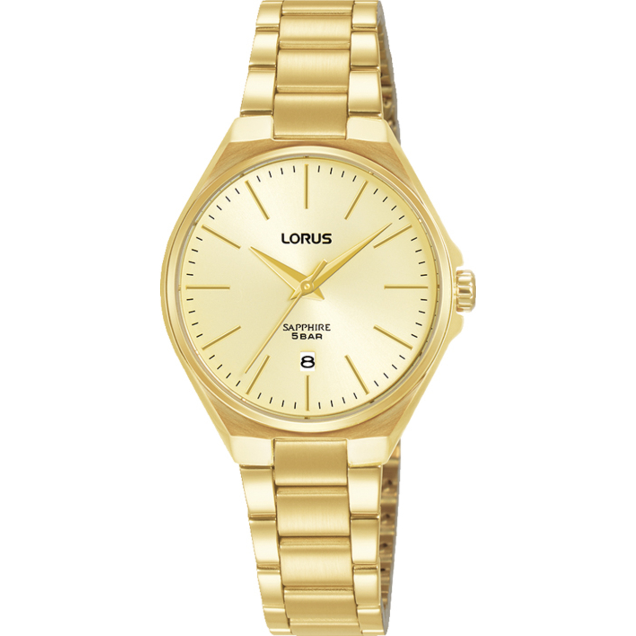 Dit is een dameshorloge van het merk Lorus. Het is een analoog horloge gemaakt van staal. De diameter van de kast is 28 mm en de kast is 9 mm dik.
De verdere specificaties van het horloge zijn als volgt:
Kastvorm: rond
Kastkleur: goudkleurig
Kastmateriaal: staal
Bandbreedte: 12 mm
Bandlengte: 206 mm
Sluiting: vouwsluiting met drukker
Wijzerplaatkleur: champagne
Glassoort: saffier glas
Waterdichtheid: 5 ATM
Techniek: quartz