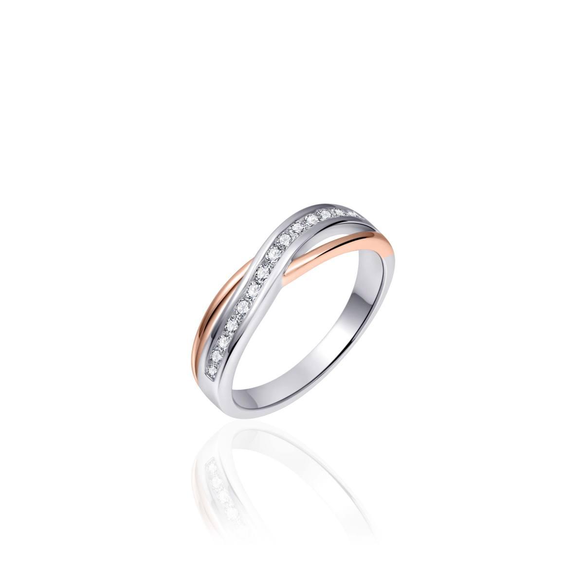 Gisser Jewels bicolor zilveren ring met zirkonia's | maat 56 | R101R-56