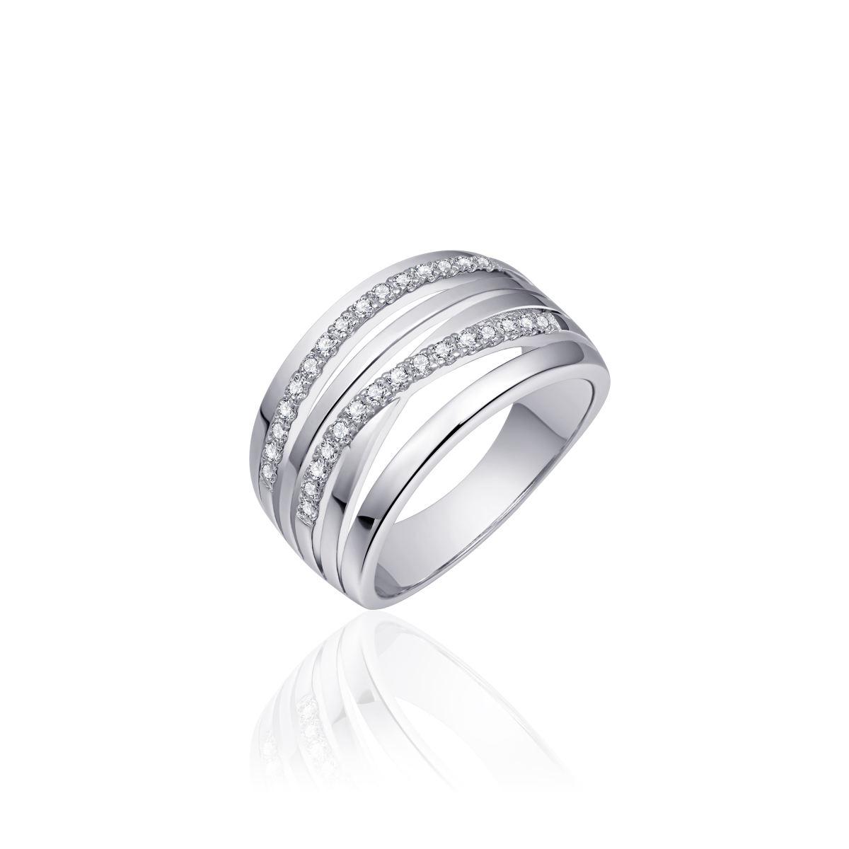 Gisser Jewels zilveren ring met zirkonia's | maat 60 | R055-60