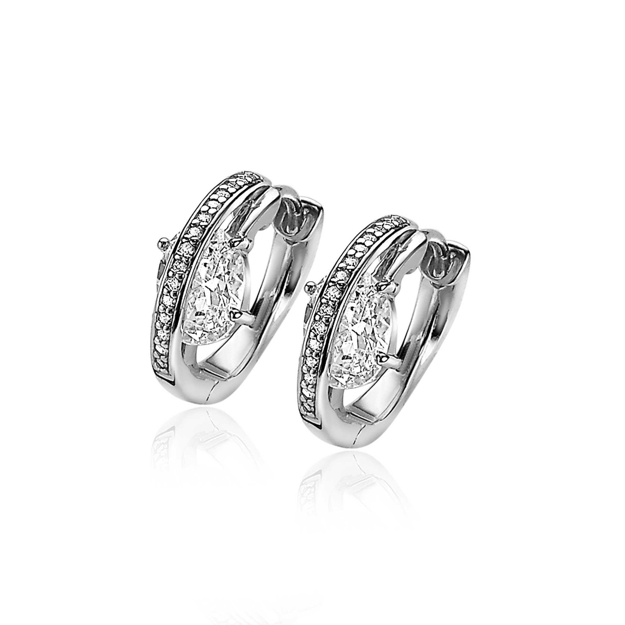 ZINZI zilveren cross-over oorringen 19x6mm witte zirconia ZIO2190