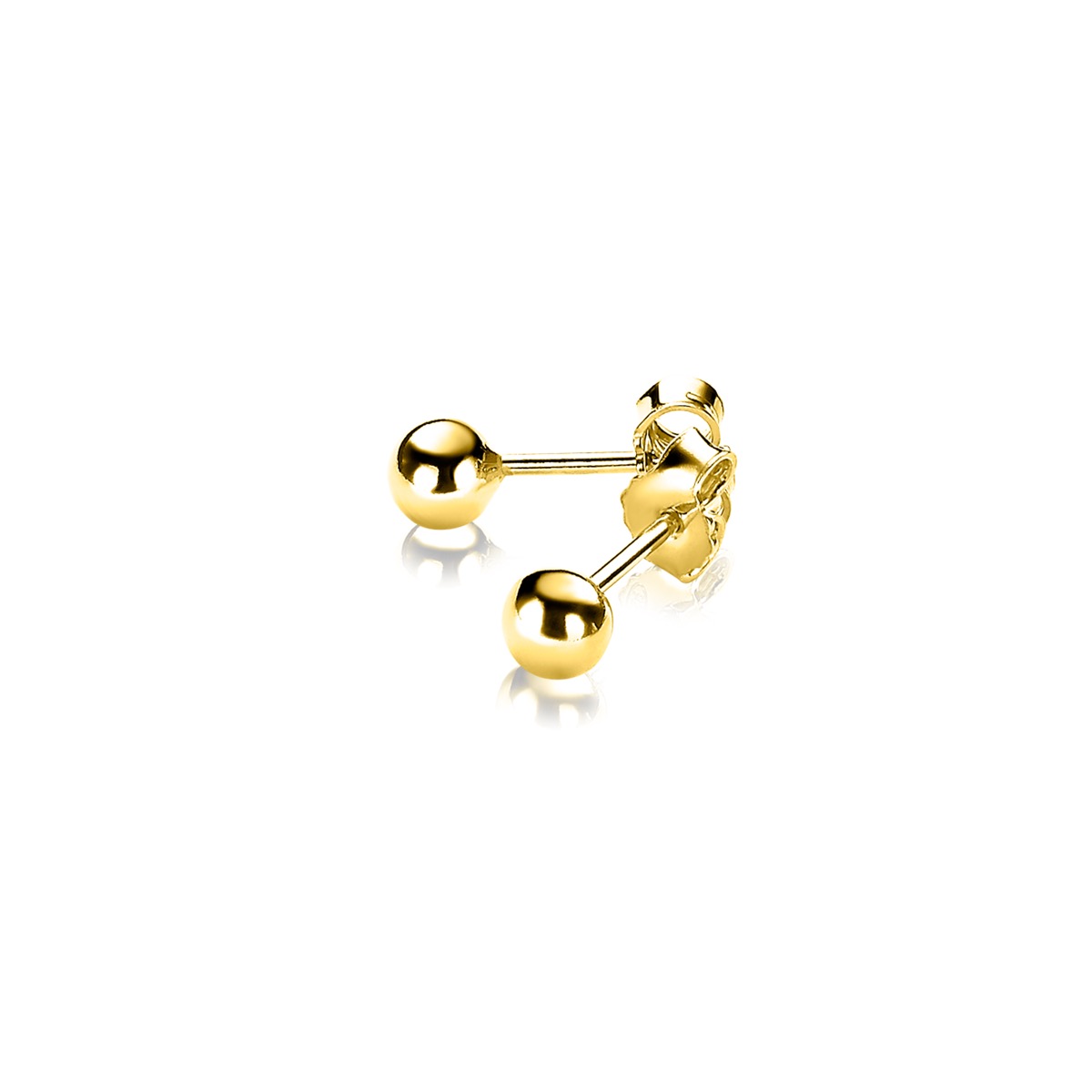 4mm ZINZI gold plated zilveren oorknoppen glad bol ZIO806G