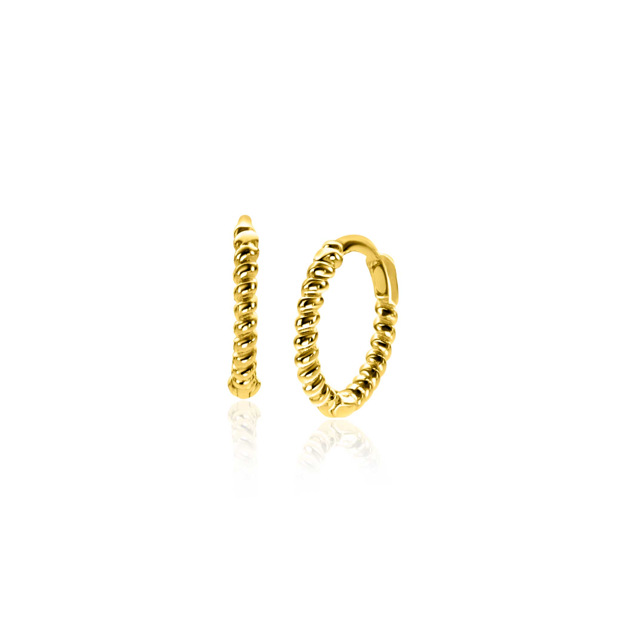 ZINZI Gold 14 krt gouden oorringen (10mm) met gedraaide buis en voorzien van een luxe scharniersluiting. De oorringen zijn 10mm lang en hebben een buisbreedte van 1,3mm. Vervaardigd van geheel 14 karaat goud (585).