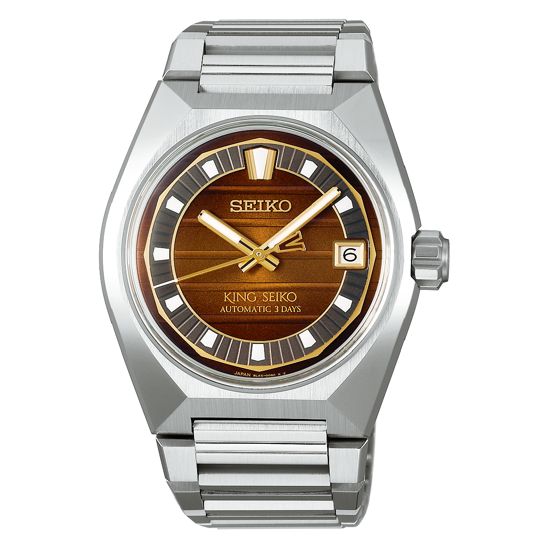 Dit Seiko horloge behoort tot de King Seiko collectie en is een Limited editie met een oplaag van 700 stuks.
Referentienummer: SLA089J1 

Meer dan 50 jaar na de lancering van de King Seiko Vanac collectie komt Seiko met een nieuw mechanisch uurwerk, met een krachtig gehoekt design. Deze nieuwe collectie is geïnspireerd door de uitgestrekte stad waar King Seiko werdt geboren.

De kleurrijke wijzerplaat heeft een horizontaal streeppatroon en indexen die tussen twee verdiept liggende cirkellijnen zijn ingebed. De index op 12 uur en het contragewicht op de secondewijzer heeft een ‘V-silhouet’ als subtiele verwijzing naar de eerste letter van de naam van deze King Seiko-serie.