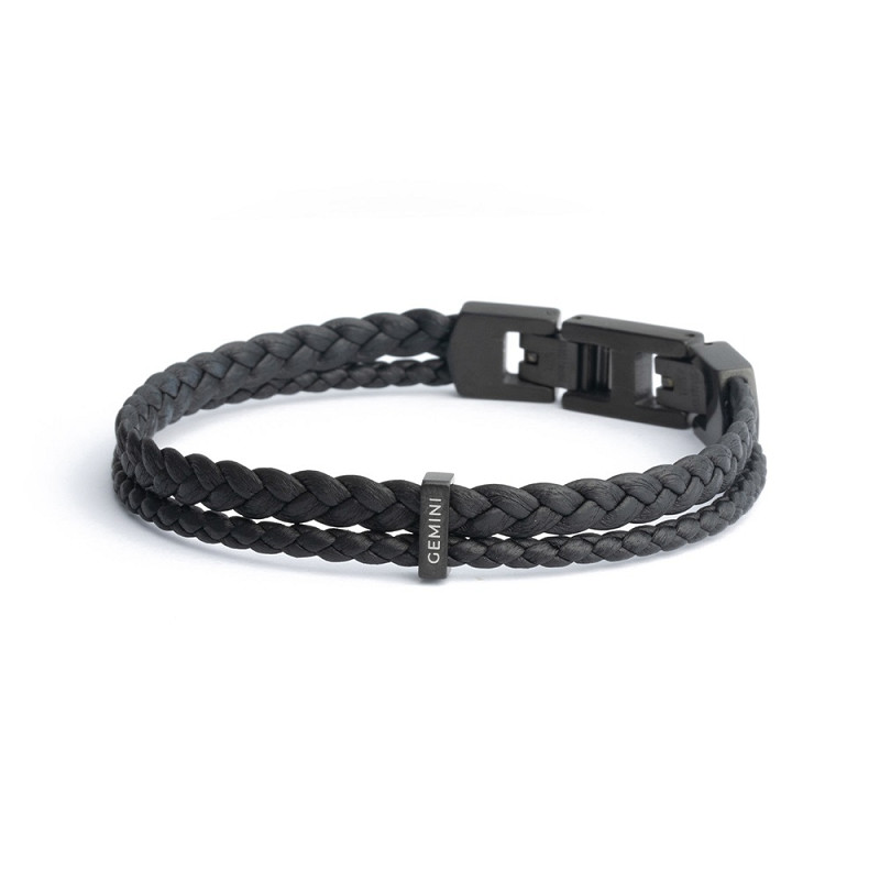 Gemini dubbele armband in de kleur zwart. Deze Duo Black armband is volledig gemaakt van hoogwaardig Italiaans nappaleer, afgewerkt met roestvrijstalen elementen. Het Italiaanse leer is ongelooflijk soepel en zacht.
