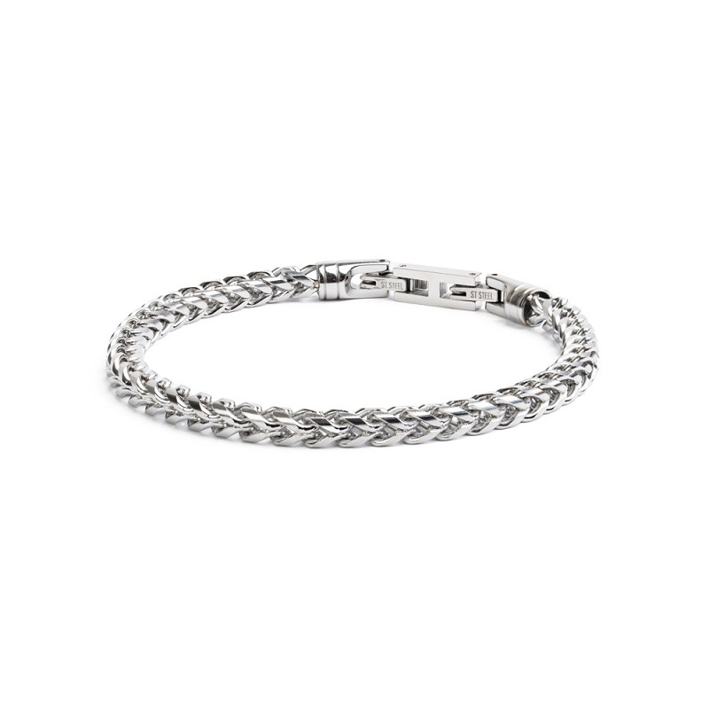 De Milia Silver armband is een prachtige 5mm vossenstaart armband met een op maat gemaakte sluiting. Hij is +-1 cm verstelbaar, dus je hoeft je niet al te veel zorgen te maken over de maatvoering. De armband is gemaakt van edelstaal. 