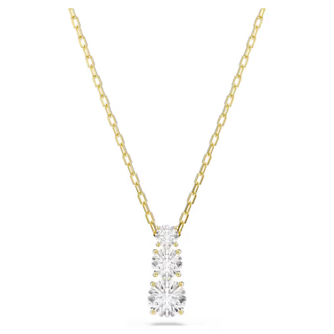 Geïnspireerd door het concept van eeuwige liefde is deze romantische hanger tijdloos elegant. Het trio van heldere Swarovski Zirkonia hangt majestueus aan een ketting met goudkleurige toplaag, wat zorgt voor een sieraad vol emotie. Het is het perfecte cadeau voor een geliefde en kan worden gedragen met bijpassende oorstekers of een ring.