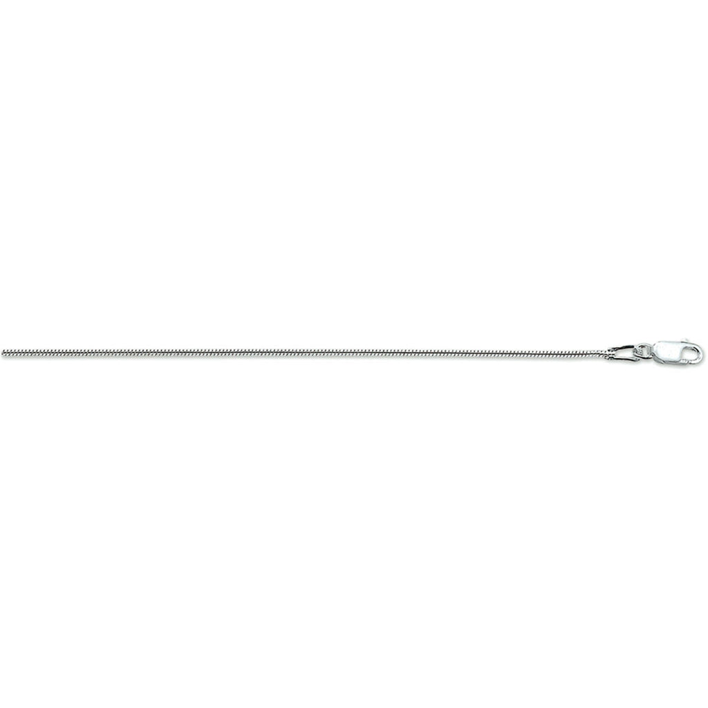 De schakelbreedte is 1.2mm.   SPECIFICATIES   Doelgroep : dames
   Geslacht : vrouwen
   Materiaal 1 : zilver wit
   Kleur : zilverkleurig
   Uitgevoerd met steen : nee
   Breedte in mm : 1.2
   Schakeltype : slang
   Sluitingtype : karabijnslot
   Kortste lengte in cm : 50