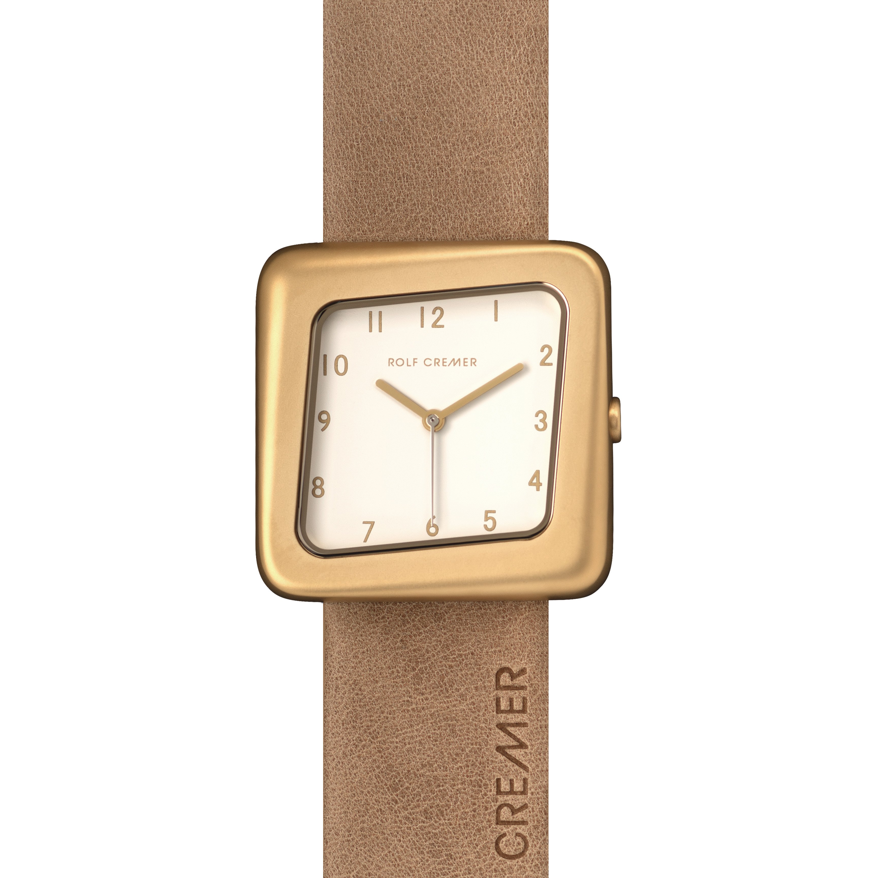 Mooi vorm gegeven horloge met echt leren band.