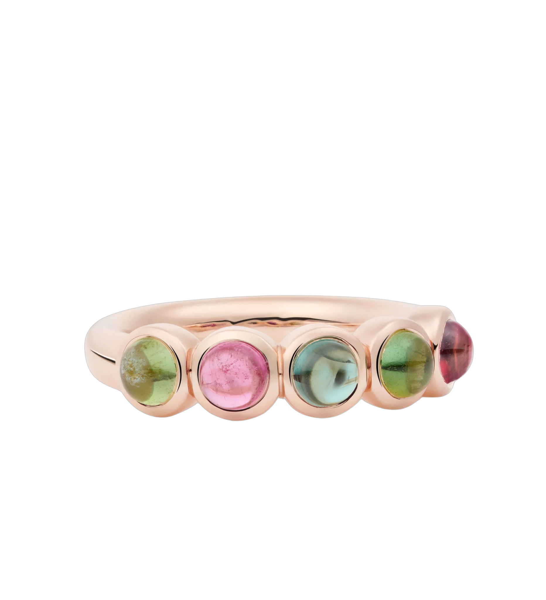 Een 18 krt roségouden Ring Bron model Confetti met 5 toermalijn stenen