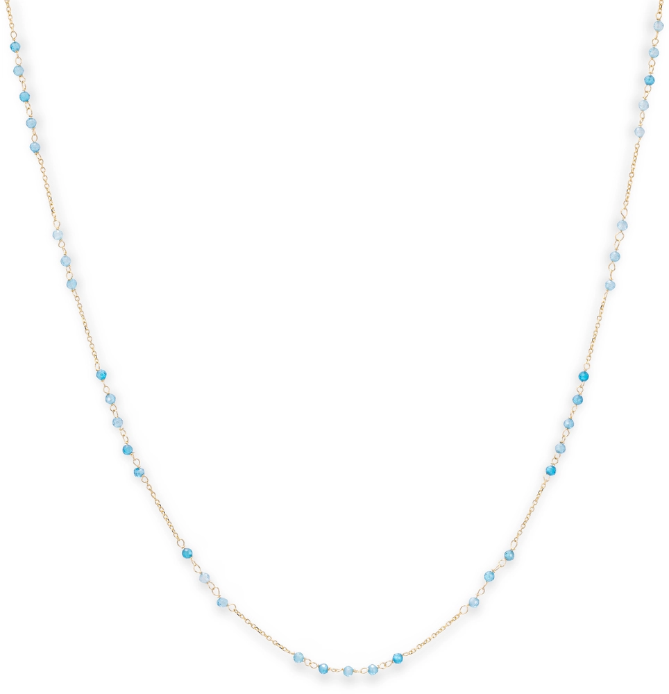 Gouden collier anker met synthetische blauwe topaas 1472-c geel 42+3