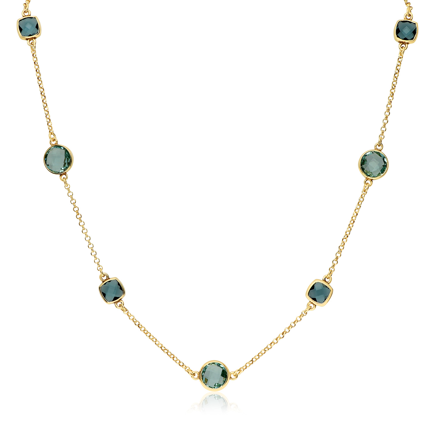GLOW zilver verguld collier met blauwe kleurstenen | 55cm | zilver verguld +- 5 mikron | 102.8611.55