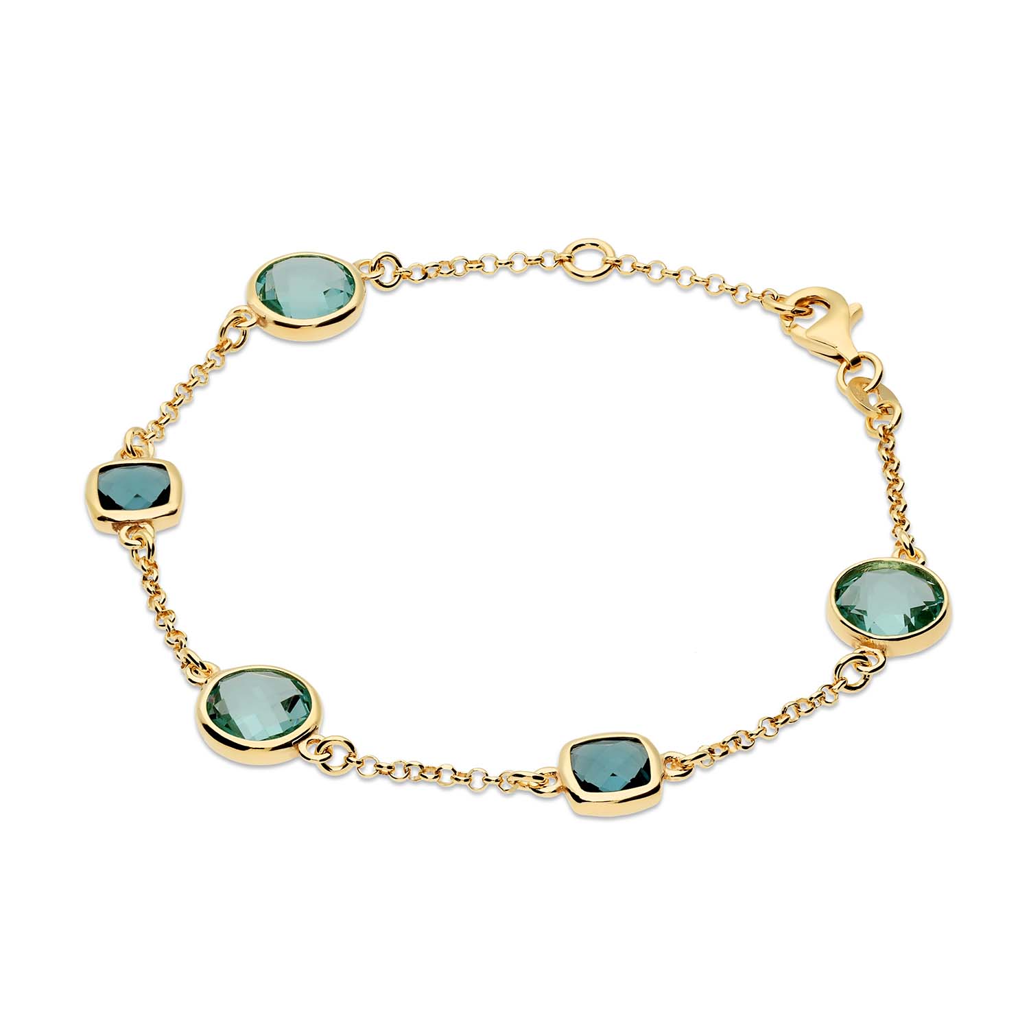 GLOW zilver vergulde armband met blauwe kleursteen | 19cm | vergulding +- 5 mikron | 104.8611.19 

