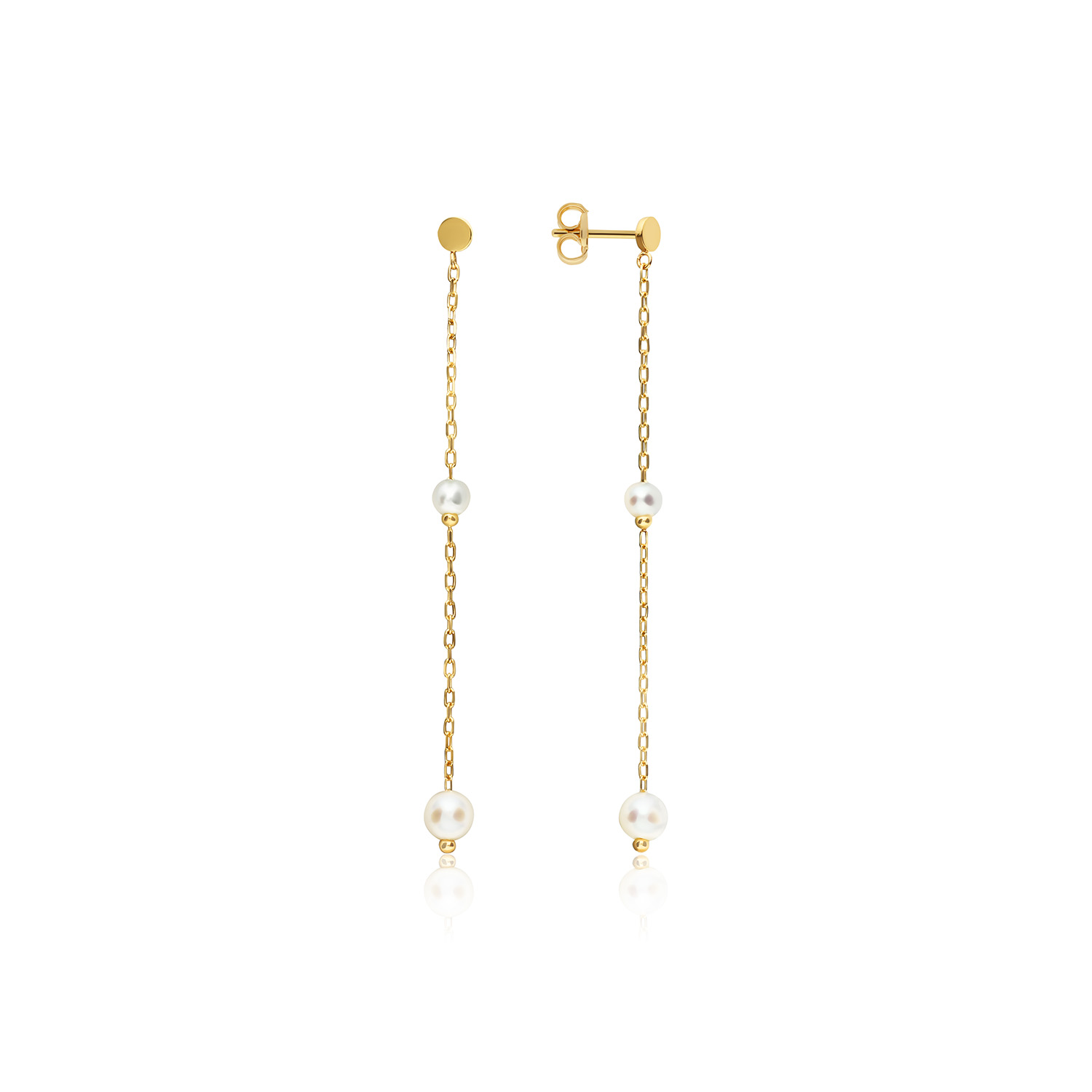 14k geelgouden oorhangers met synthetische parels