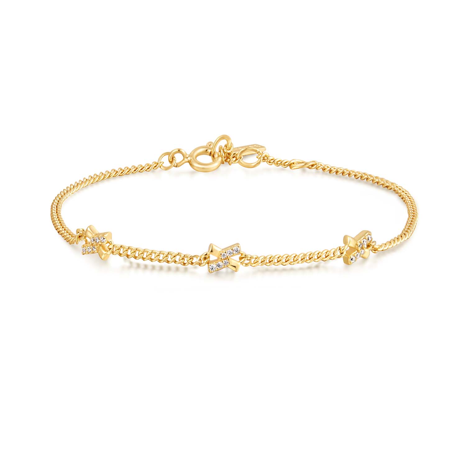 AH B061-03G
Maak je klaar om te schitteren met onze kruis-station armband. Het ontwerp is afgewerkt met de schittering van zirkonia steentjes en komt uit de laatste kruistrends van dit seizoen. Maak van deze armband je pronkstuk of combineer hem met je favoriete gouden kettingen. 

HET MERK
Ge&iuml;nspireerd door de laatste fashion trends is Ania Haie het toonaangevende sieradenmerk voor hoogkwalitatieve maar ook betaalbare zilveren sieraden, zonder op de kwaliteit in te leveren. Iedere collectie is gebaseerd op de laatste catwalktrends, waardoor Ania Haie snel tot h&eacute;t sieradenmerk voor stijlbewuste consumenten is verkozen. Elk sieraad wordt ontworpen om te combineren met andere sieraden waardoor je je eigen look kunt cre&euml;ren. Maar ook zijn Ania Haie sieraden opvallend genoeg om op zichzelf te dragen.

SPECIFICATIES
- Ania Haie
- Armband fijn kruis Zirkonia
- 925 zilver met gold/ rhodium plating
- Lengte 18,5cm
- AH B061-03G