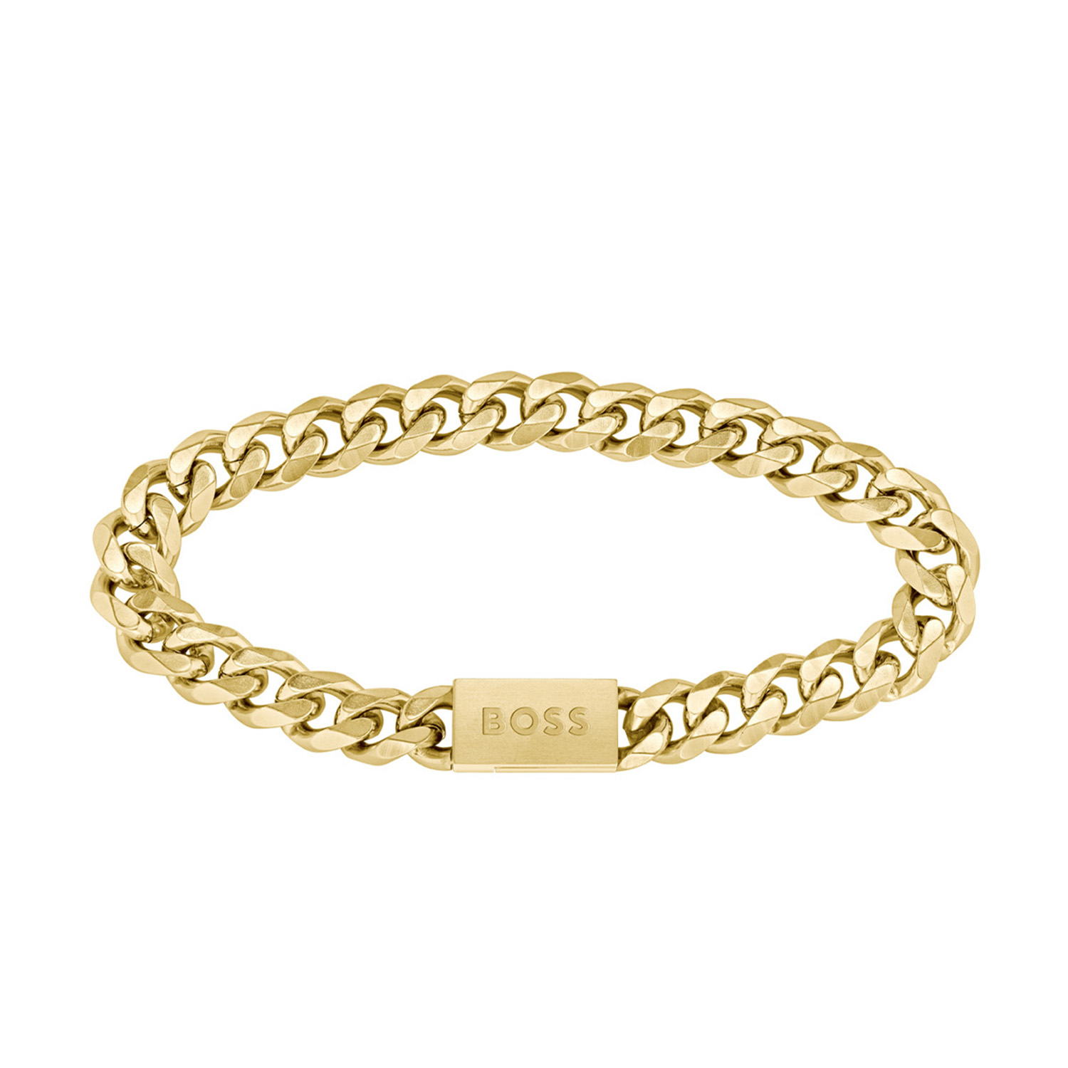 BOSS JEWELS HBJ1580403M CHAIN FOR HIM Mannen Armband 19cm
Deze armband van BOSS uit de Chain For Him serie met artikelnr. HBJ1580403M is een stijlvol sieraad voor de BOSS klant. De goudkleurige grove gourmet schakel heren armband gematteerde stalen magneet sluiting met het BOSS logo erop, dit geeft de armband een stoer uiterlijk. De armband is goed te combineren met andere sieraden van BOSS. 

Het merk:
HUGO BOSS is afgestemd op levensstijlen waar het gaat om kwaliteit en precisie. Het wereldwijde fashionlabel is verdeeld in twee merken: BOSS en HUGO. Het merk BOSS biedt geavanceerde, moderne horloges gericht op kwaliteit en design om een onberispelijke look te creëren – of het nu zakelijk, casual of sportief is. Ontdek de nieuwe horlogecollectie die bewijst dat details echt het verschil maken.

Specificaties:
- Artikelnr: HBJ1580403M
- Goudkleurige gourmet armband
- Materiaal: Staal
- Lengte: 19cm
