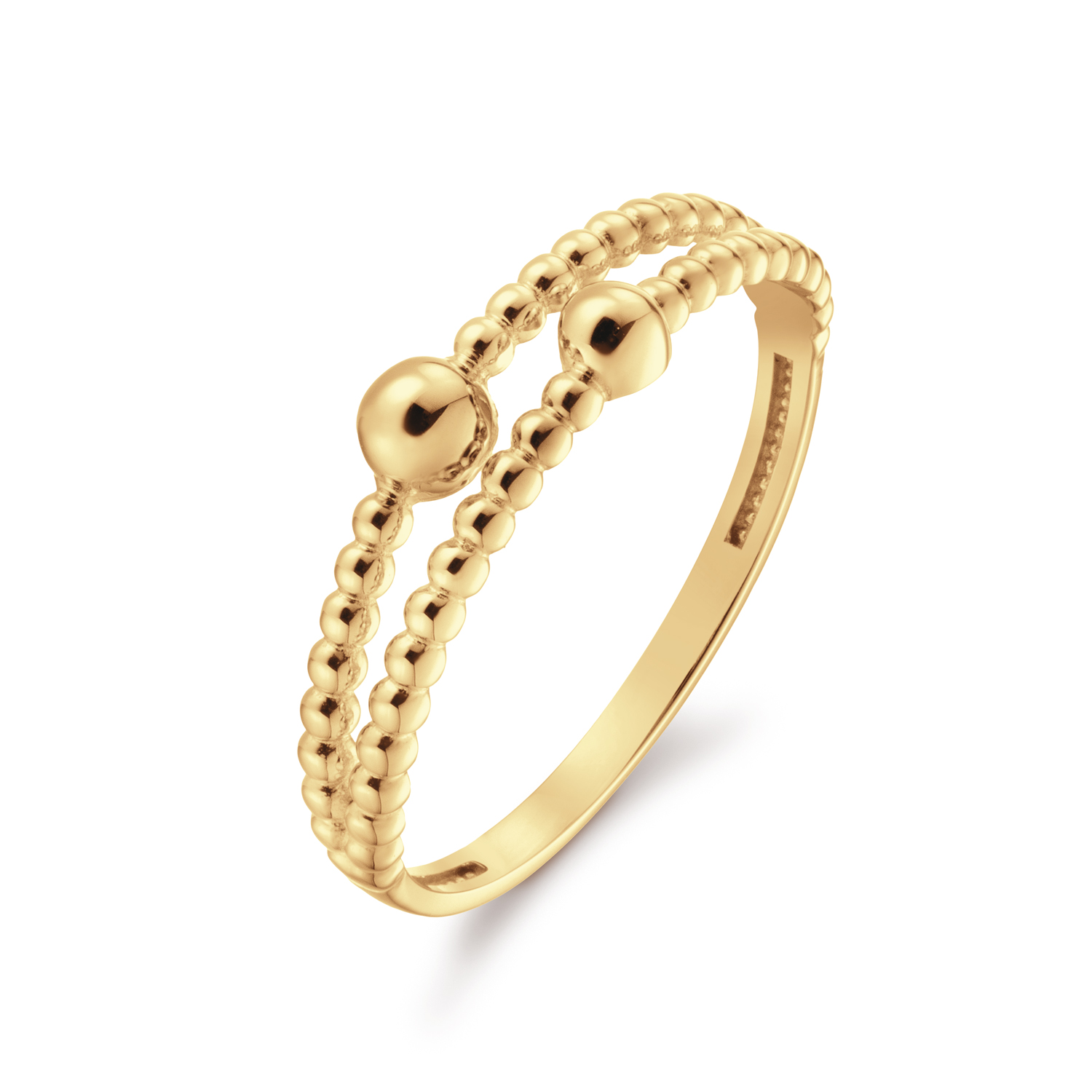 De Tintoretto ring is gemaakt van 14 karaat goud en geinspireerd op het werk van kunstschilder Tintoretto. De dubbele ring met bolletjes is een mooie toevoeging aan jouw ringen collectie!

Venetian Diary Als je aan een betoverende stad denkt, waar je kunt verdwalen in smalle straatjes en waar gondels je meenemen langs de mooiste gebouwen en architectuur. Waar op iedere hoek iemand spontaan in een serenade kan uitbarsten. Aan welke stad denk je dan? Juist, het Italiaanse Veneti&euml;. Mysterieus, betoverend en romantisch. Een stad met elegante grachten, prachtige pleinen en kleurrijke mensen. Een stad waar ik mijn hart aan heb verloren. 

Het merk
Jackie is h&eacute;t 14 karaat gouden on trend sieradenmerk. De collecties zijn ge&iuml;nspireerd op de reizen die ik maak, van stedentrips tot exotische oorden. Elk gouden sieraad is helemaal van nu, handgemaakt door Europese goudsmeden en vervaardigd van overwegend gerecycled goud met echte edelstenen en zoetwaterparels. Elke collectie is dan ook met veel liefde en passie samengesteld. Mijn Jackie sieraden zijn de perfecte finishing touch voor iedere outfit!

Specificaties
- Ring
- Materiaal: 14 Karaat - Geelgoud - 585
- Dubbel band
- Maat 54