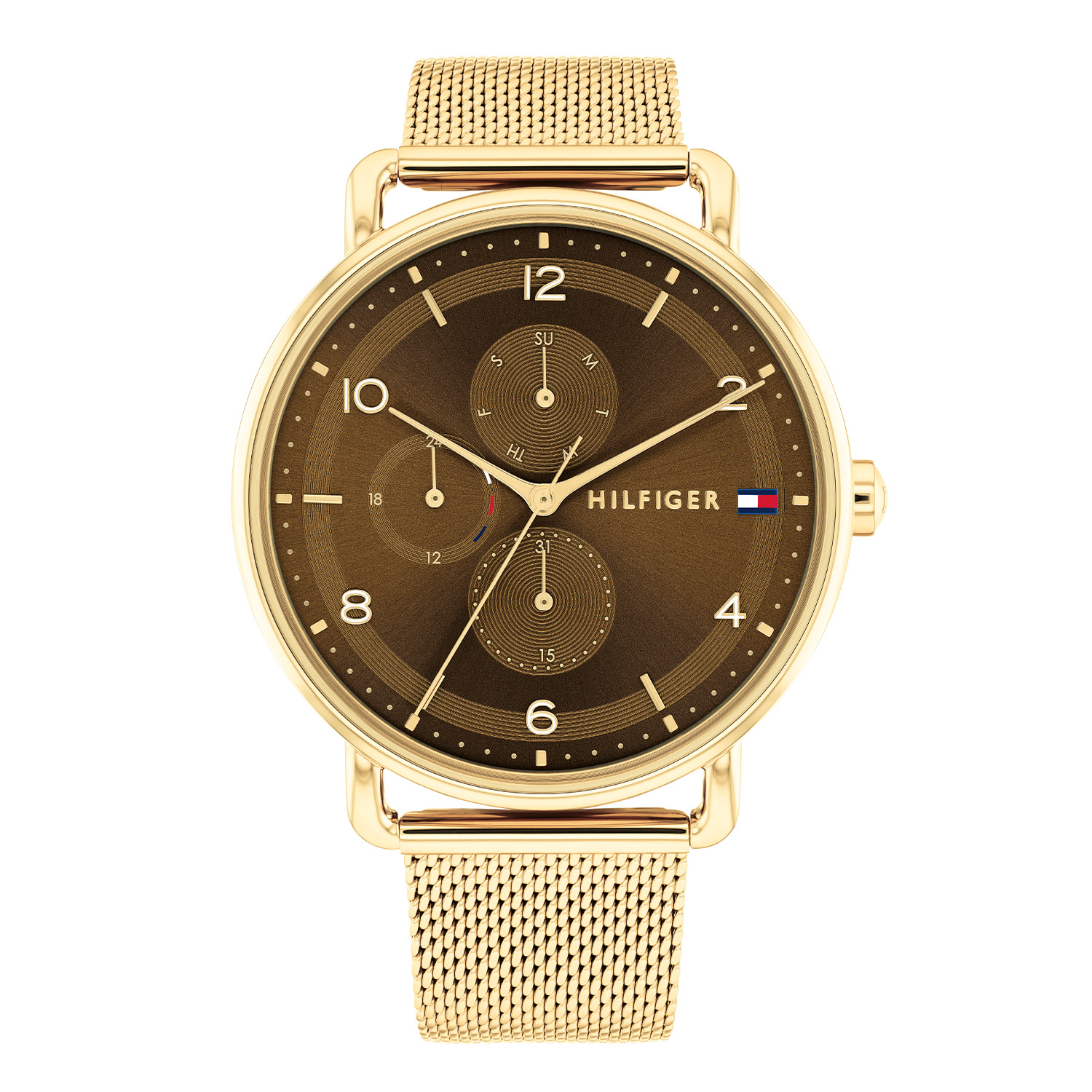 Tommy Hilfiger TH1782663 Horloge Dames Staal 40mm
Dit specifieke horloge van Tommy Hilfiger uit de Lily serie met artikelnr: TH1782663 is een fashion horloge die zeker in je collectie past. Het stalen dameshorloge heeft een ronde goudkleurige kast met een gladde bezel. Op de chocolade bruine sunray wijzerplaat zijn de dag,- datum,- 24-uursaanduiding en de wijzers op minimalistische manier zichtbaar. Het horloge is multifunctioneel en heeft een goudkleurige milanese band, een mineraalglas, een doorsnee van 40mm en is 3ATM.  

Het merk:
Sinds de lancering van het merk in 1985 is Tommy Hilfiger wereldwijd bekend geworden als pionier van de klassieke Amerikaanse coole stijl. Geïnspireerd door de iconische popcultuur en het Amerikaanse erfgoed. De dames en herencollectie van dit seizoen bestaan uit minimalistische silhouetten en rustieke lederen details. De herenhorlogecollectie biedt iconische uurwerken met roestvrijstalen, lederen en siliconen banden.

Specificaties:
- Mineraalglas
- Ronde kast 40mm
- Goudkleurige horlogekast
- Bruine wijzerplaat
- Goudkleurige milanese band
- 3ATM