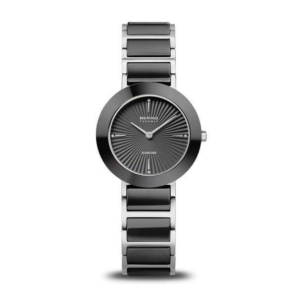 STAAL MET CERAMIC EN DIAMANT BERING DAMES HORLOGE 11429-702