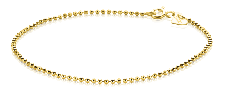 ZINZI Gold 14 karaat gouden bolletjes armband van 1,3mm breed. De lengte van de armband is 18cm. Vervaardigd van geheel 14 karaat goud (585).