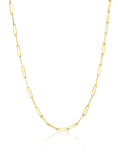 ZINZI Gold 14 karaat gouden collier met paperclip-schakels van 1,6mm breed. De lengte van het collier is 45cm. Vervaardigd van geheel 14 karaat goud (585)