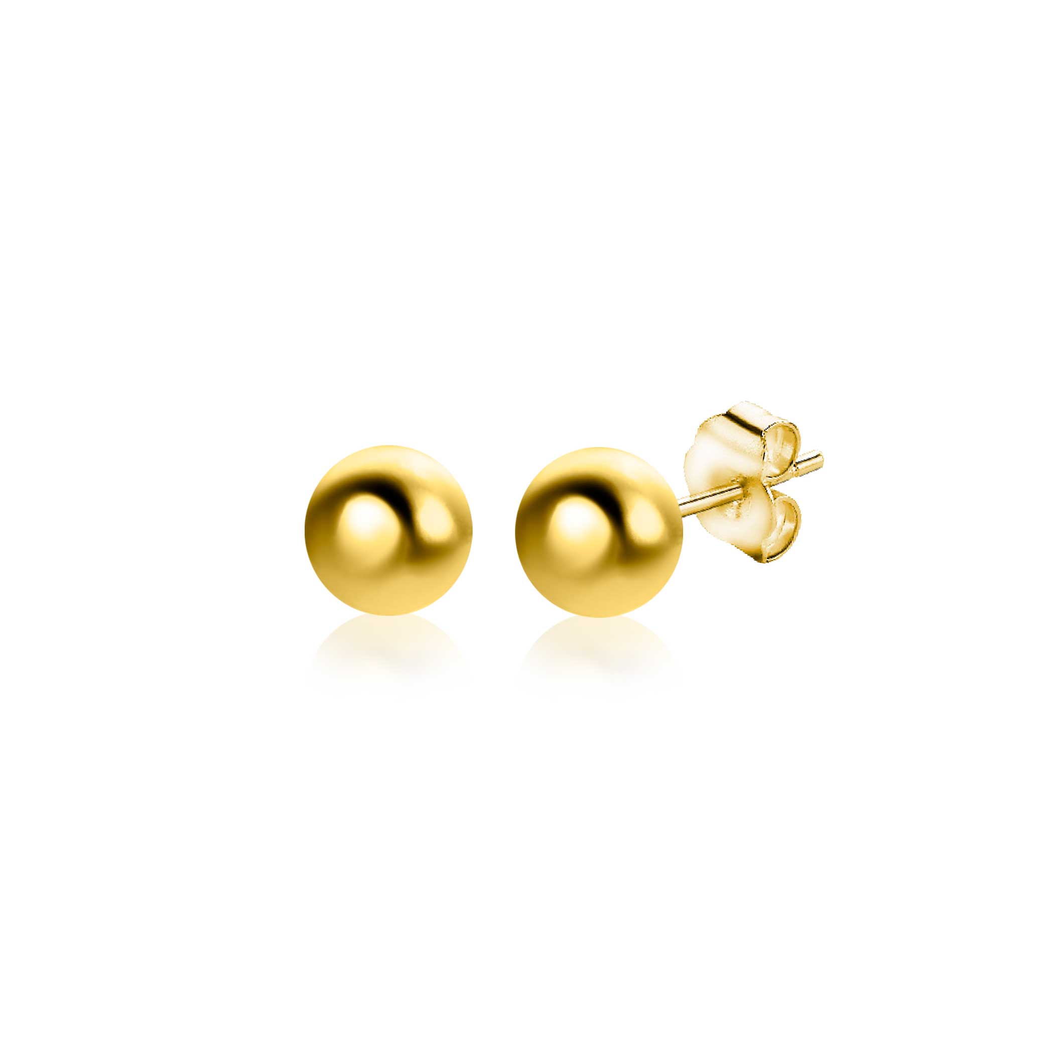 ZINZI Gold 14 karaat gouden glanzende bol oorknoppen 4mm groot. Vervaardigd van geheel 14 karaat goud (585).
