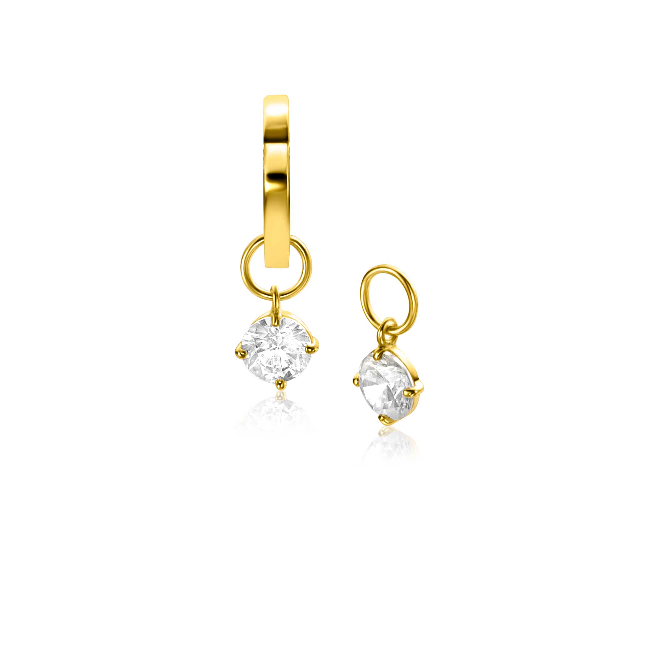 ZINZI Gold 14 karaat gouden oorbedels bezet met witte zirconia's (6mm) in chatonzetting. Hang deze oorbedels sierlijk aan je gouden ZINZI oorringen. De oorringen zijn niet bij de prijs inbegrepen. Vervaardigd van geheel 14 karaat goud (585).