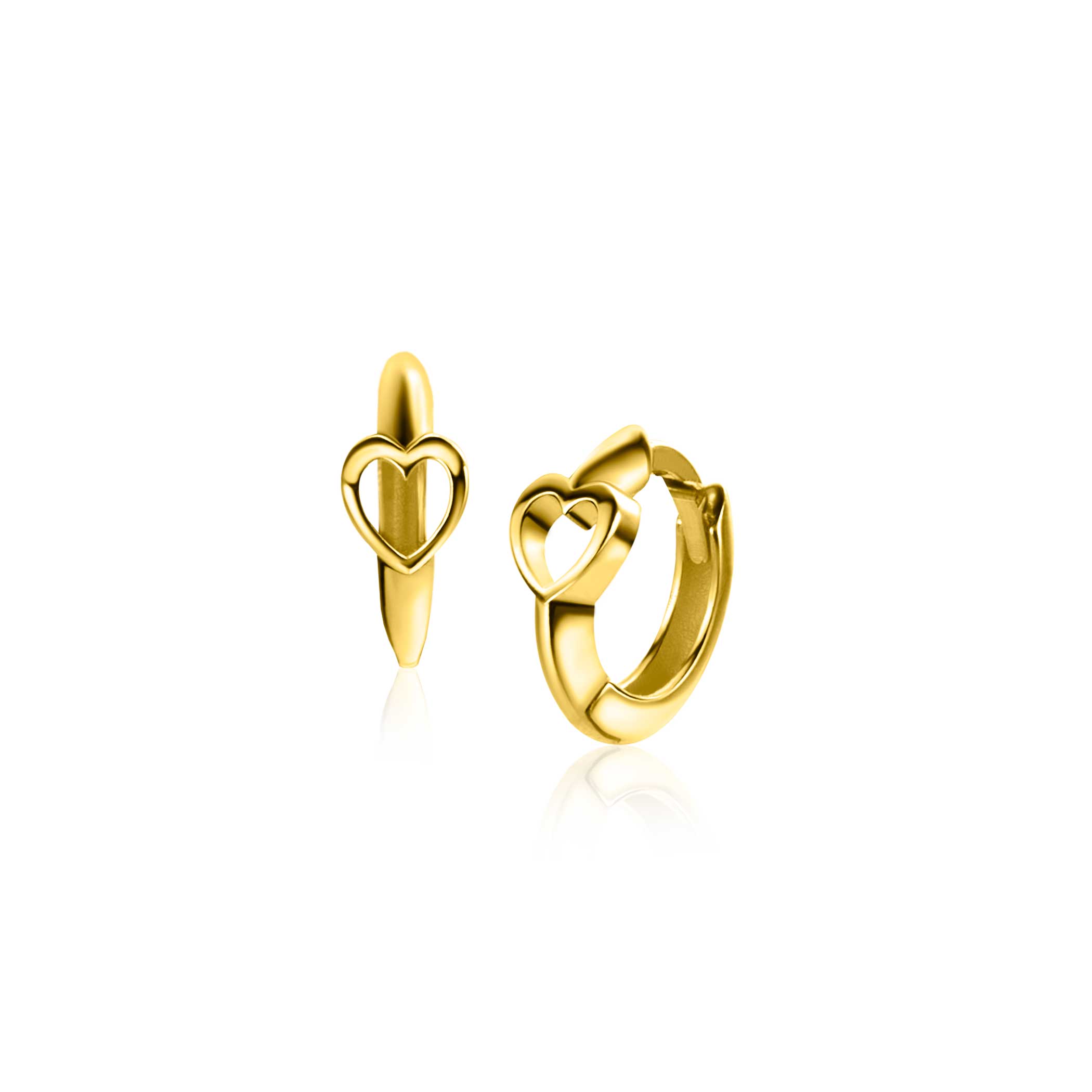 10mm ZINZI Gold 14 krt gouden oorringen met open harten, luxe klapsluiting 10 x 1,6mm ZGO449