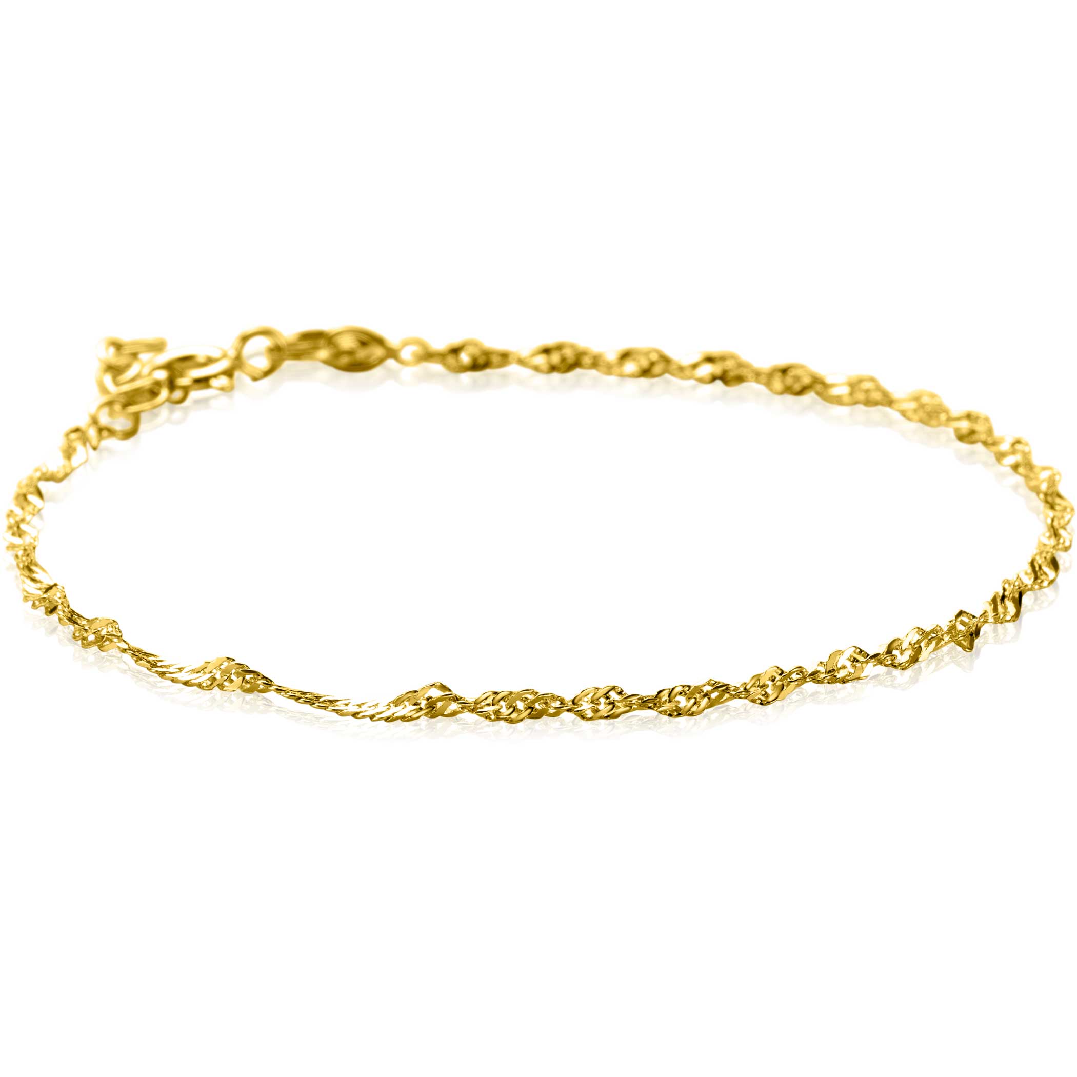 ZINZI Gold 14 karaat gouden massieve Singapore armband 1,8mm breed 17-19cm ZGA501