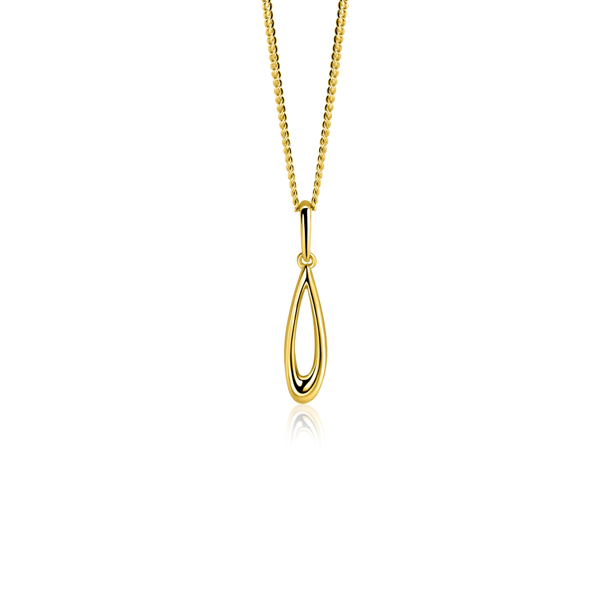 21mm ZINZI Gold 14 krt gouden hanger met open peervorm ZGH541 (zonder collier)
