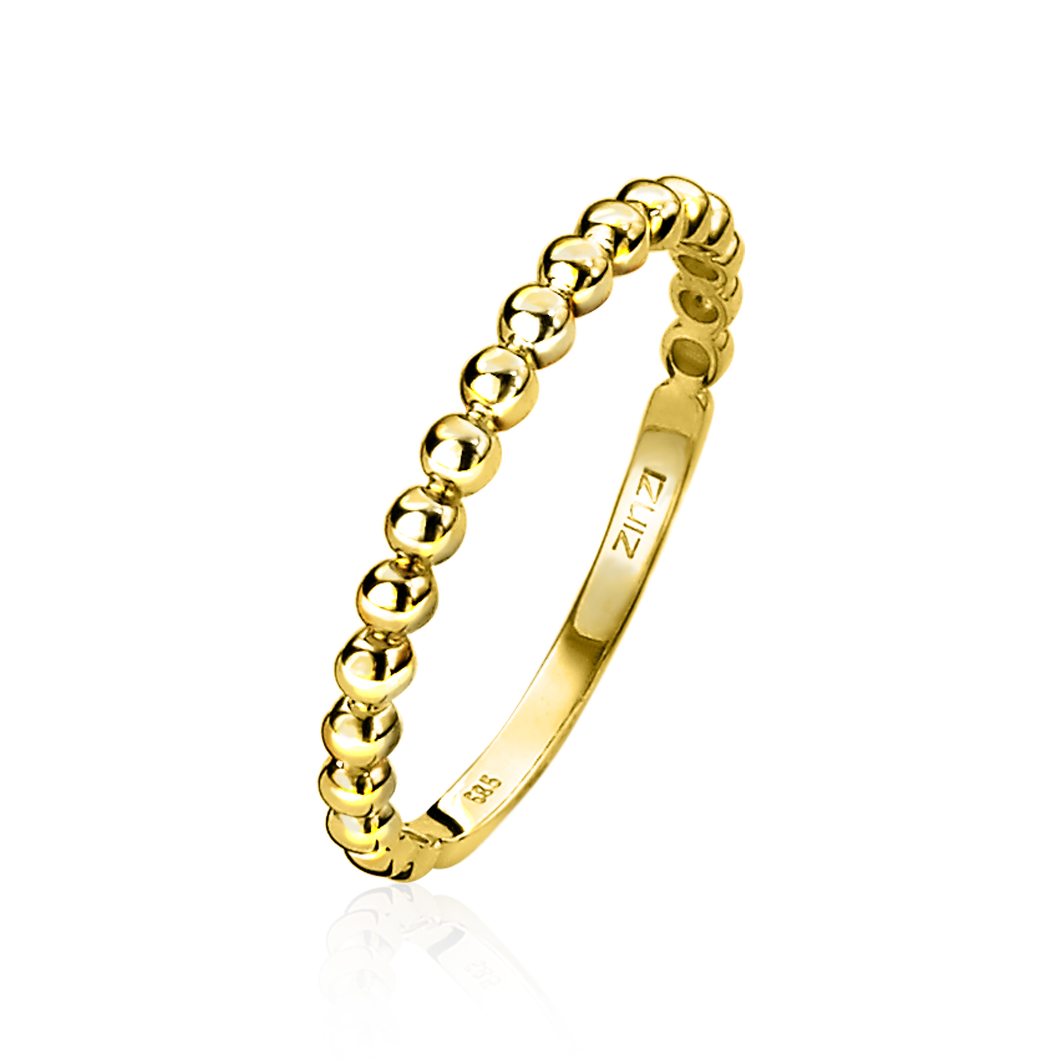 ZINZI Gold 14 karaat gouden aanschuifring met bolletjes. Mooi om te combineren met andere ZINZI Gold aanschuifringen. Vervaardigd van geheel 14 karaat goud (585). 