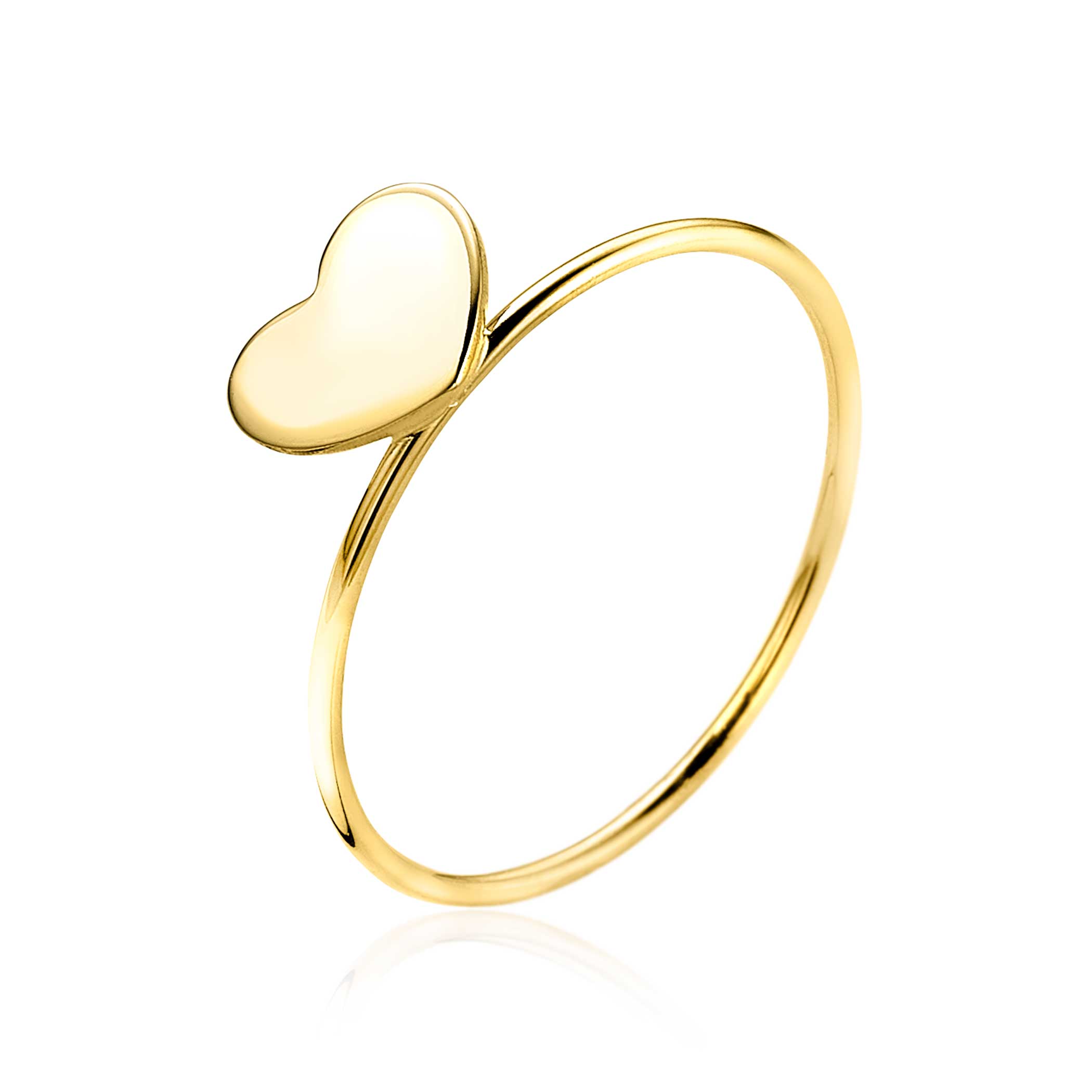 ZINZI Gold 14 karaat gouden ring met glad glanzend hartje. Het hartje zweeft sierlijk boven je vinger. 
