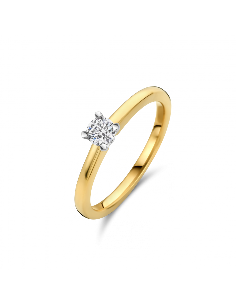Model Quattro heeft vier vierkante zetpoten om de briljant geslepen diamant vast te houden.
De ring is te dragen naast andere ringen en sluit daarbij perfect aan.