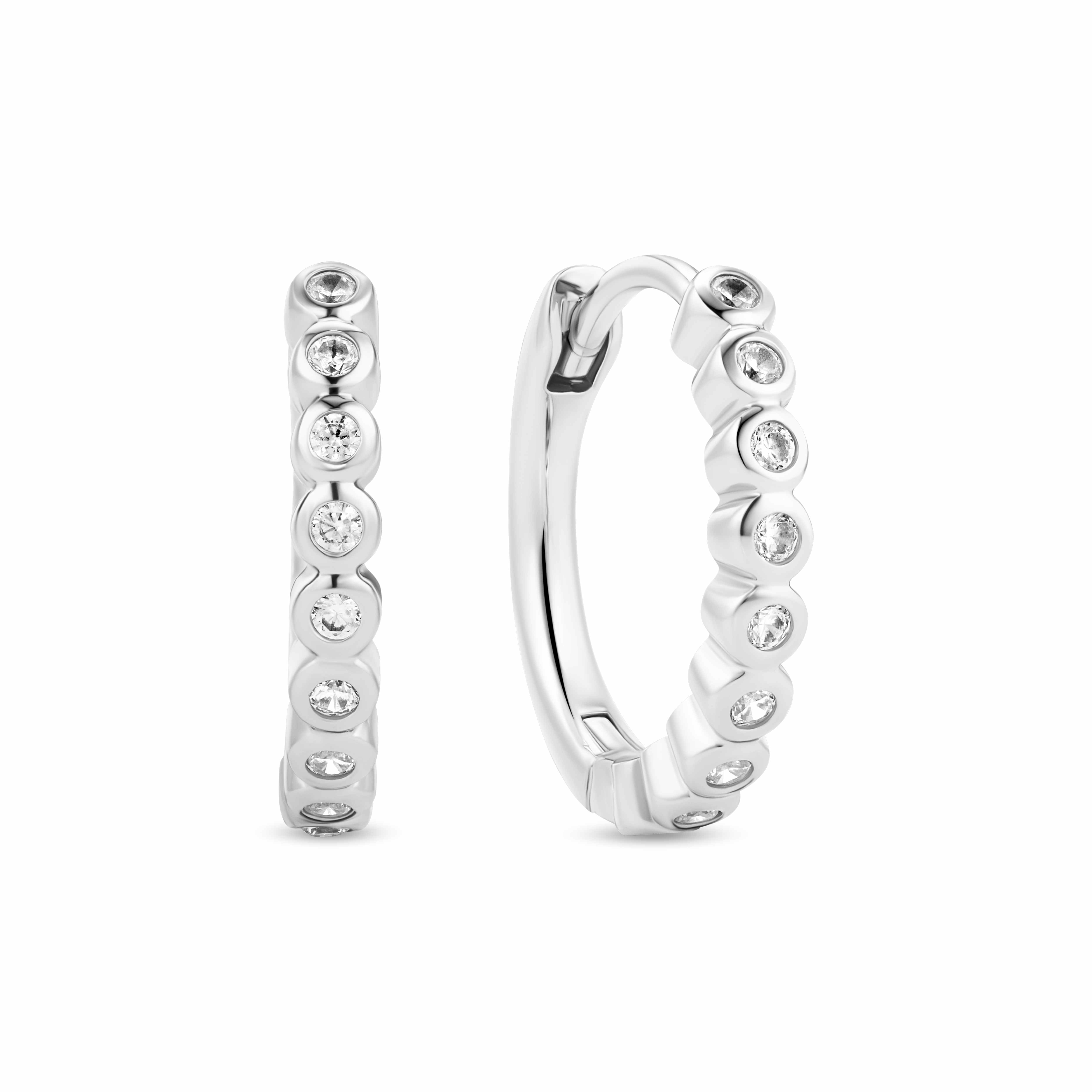 Oorbellen creool zilver met zirconium