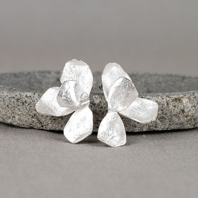 Oorsteker zilver halve bloem 925 sterling zilver