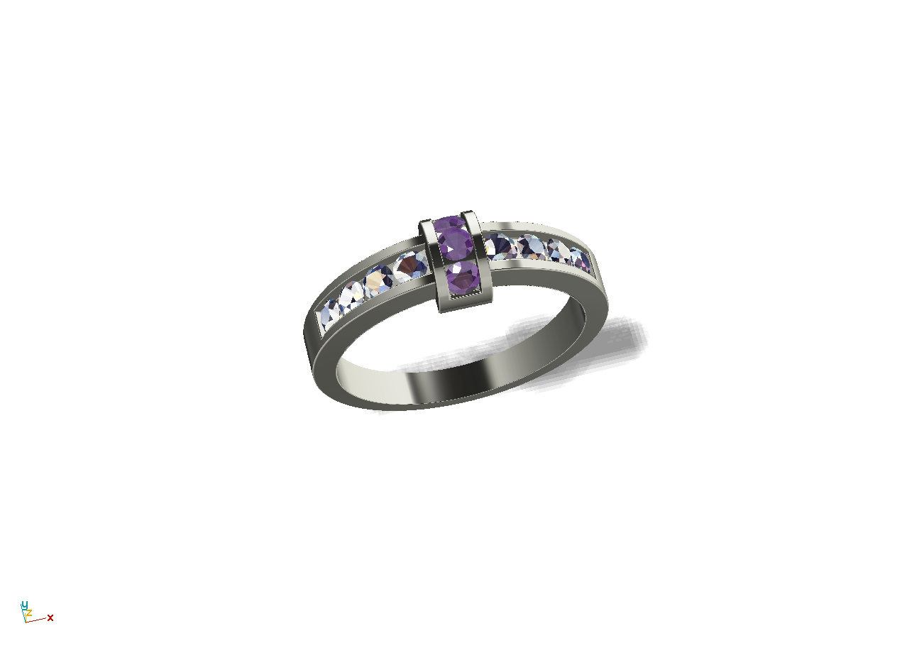 Huiscollectie - 14kt witgouden fantasiering bezet met briljant geslepen labgrown diamanten en paarse zirconia's - HZDR24