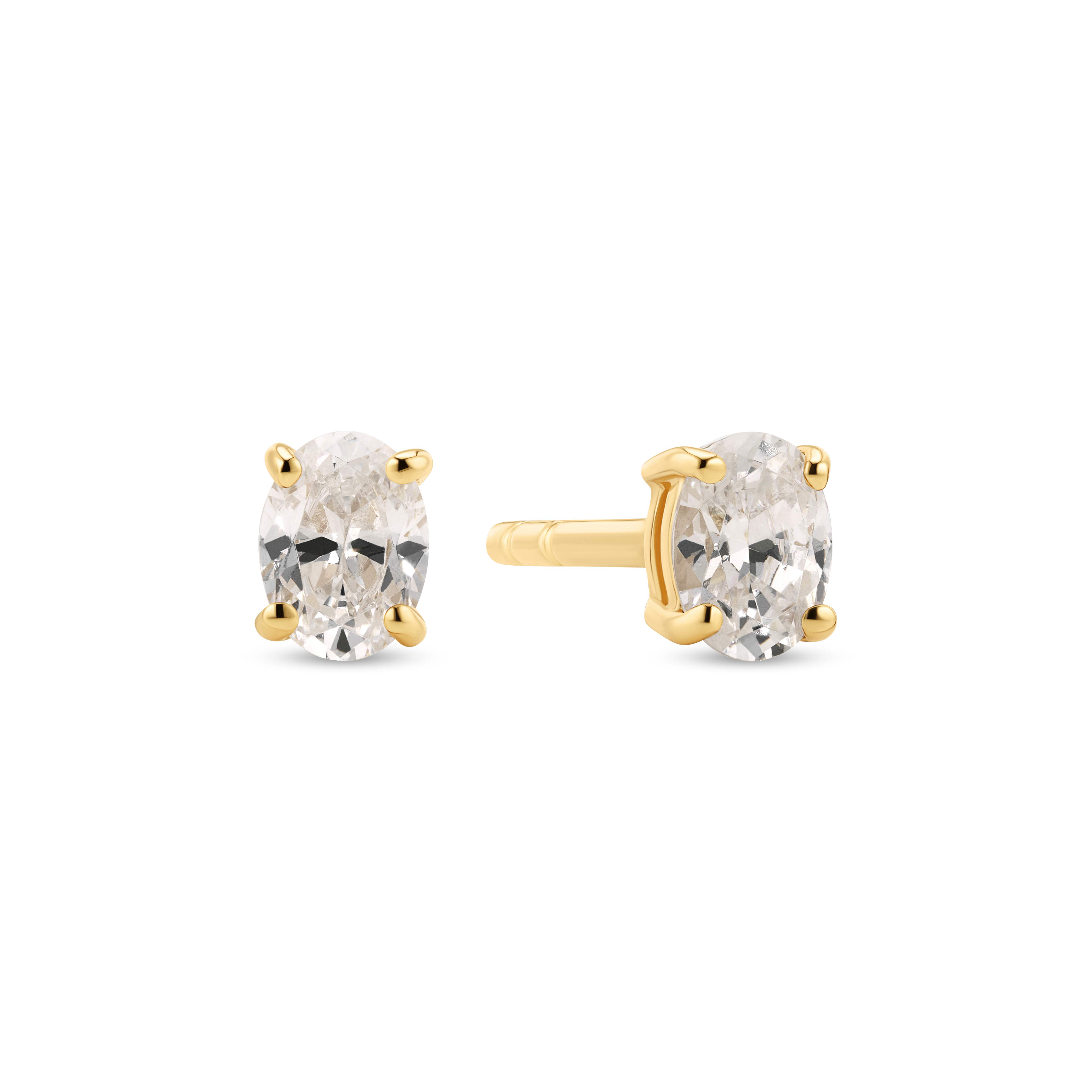 sif jakobs zilveren oorbellen gold plated met zirconium